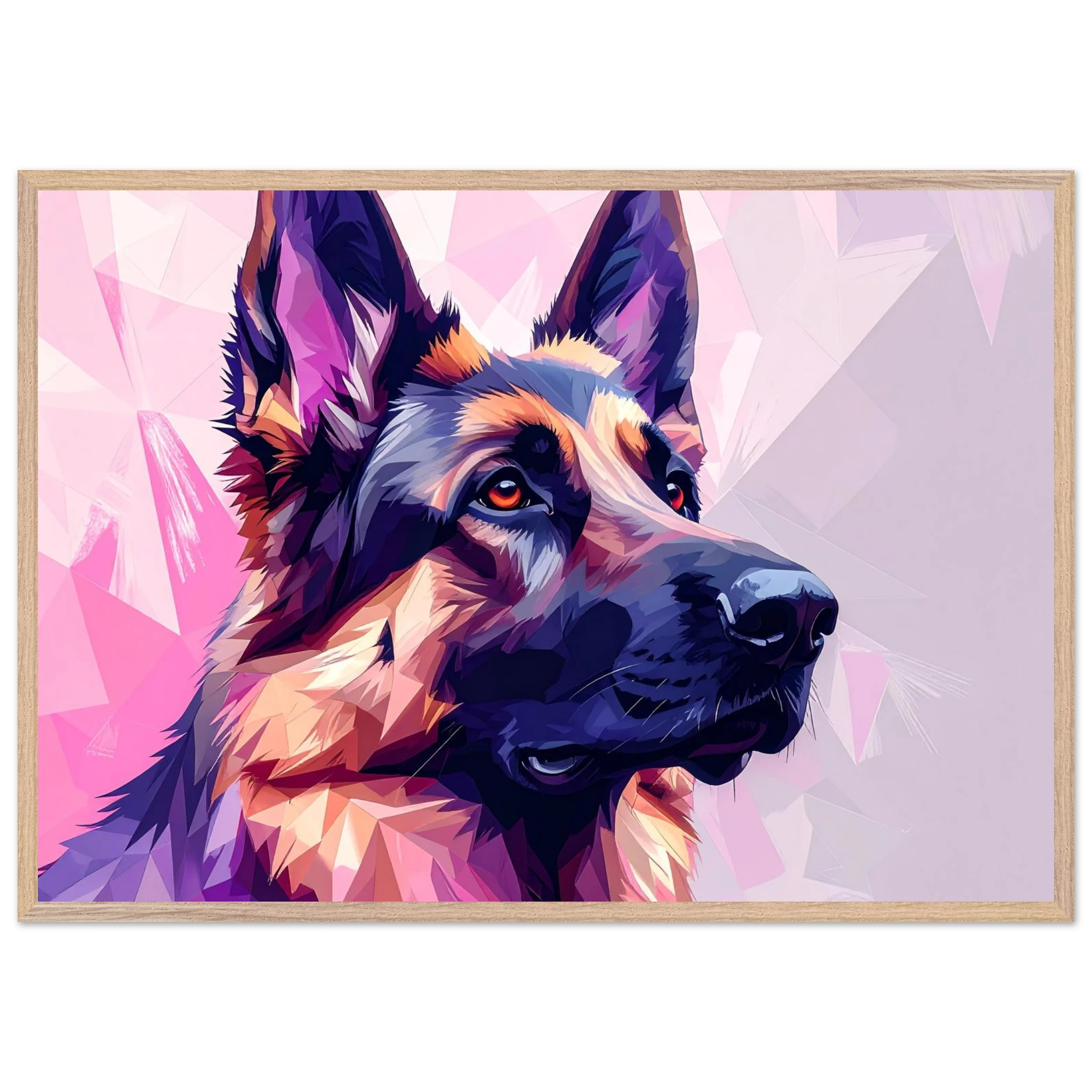 Abstrakter Schäferhund Kunstdruck – Premium Poster mit lebendigem Polygondesign-petllective