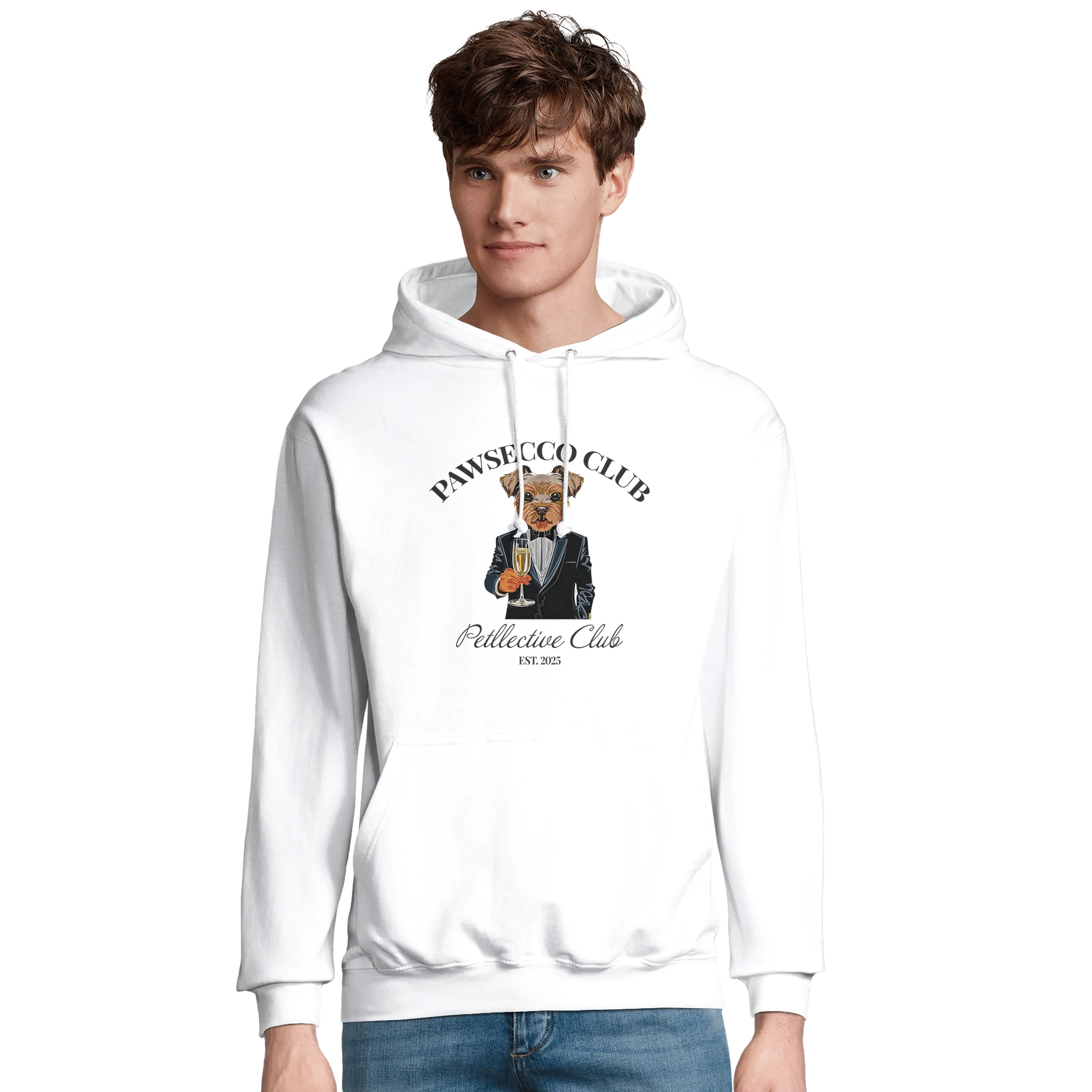 Hoodie „Pawsecco Club“ – Unisex Kapuzenpullover aus Bio-Baumwolle-petllective