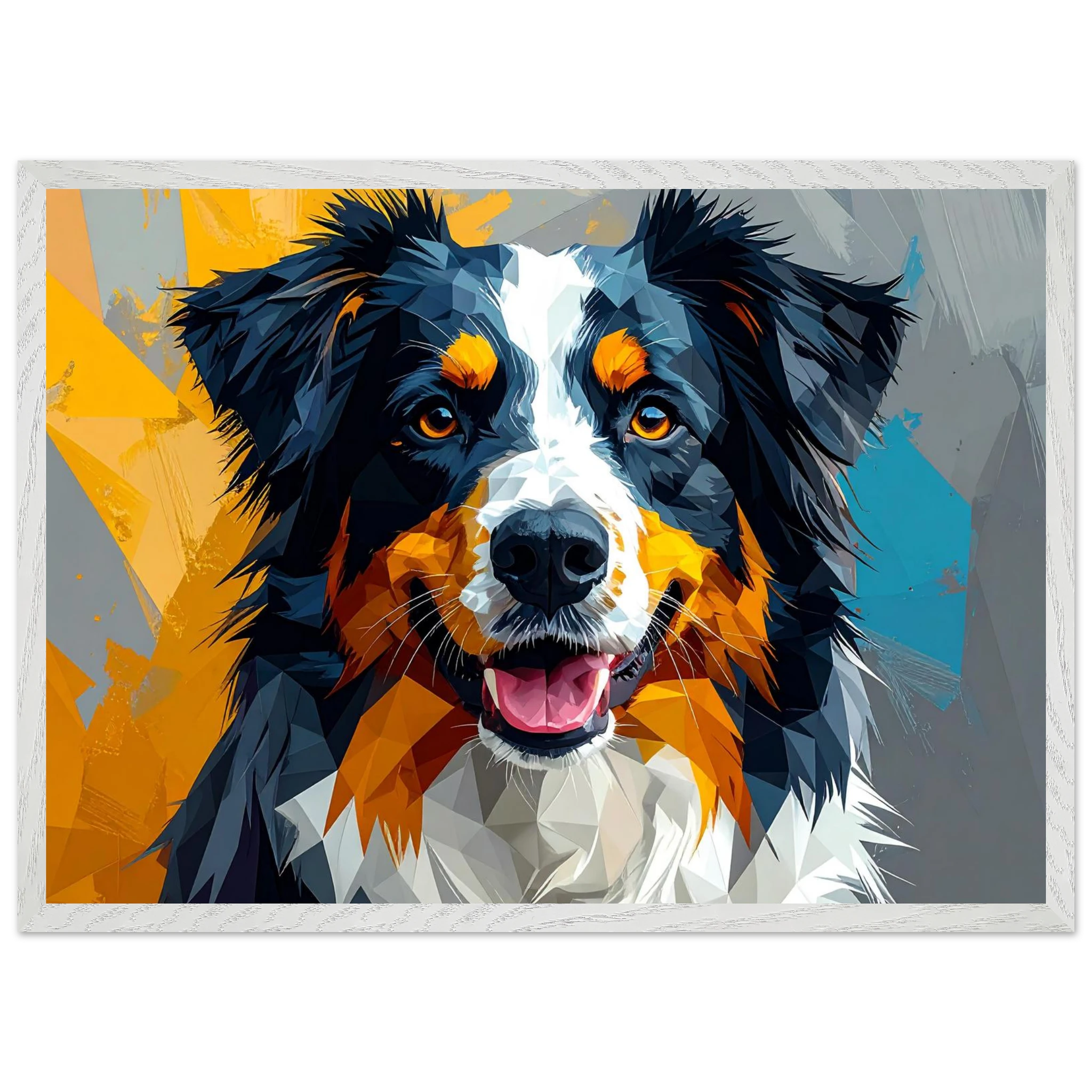 Bunter Hundeporträt-Poster: Premium-Poster aus halbmattem Premium-Papier mit Holzrahmen-petllective