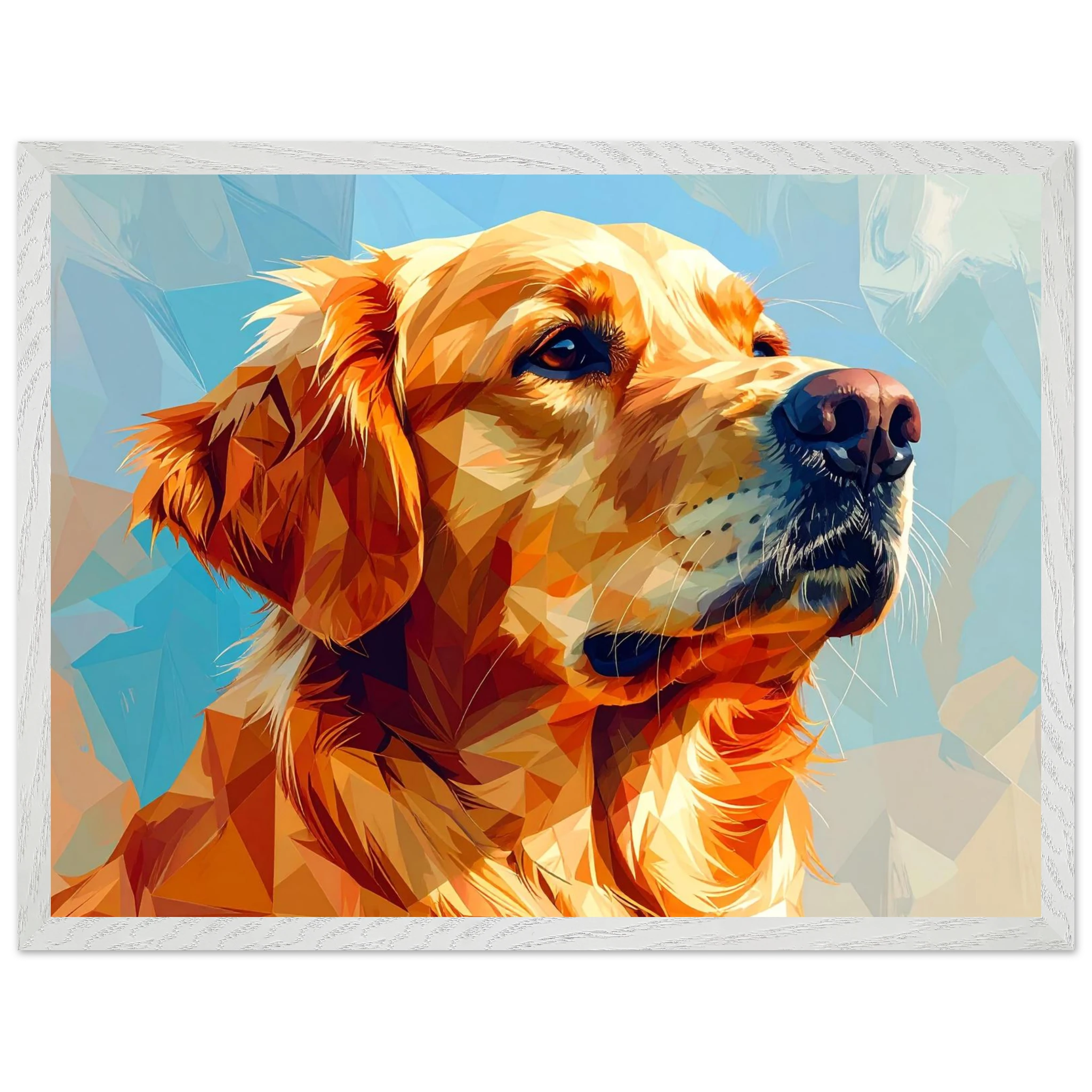 Golden Retriever im Mosaik-Stil: Premium-Poster mit Holzrahmen – für dein Zuhause in verschiedenen Größen & Rahmenfarben-petllective
