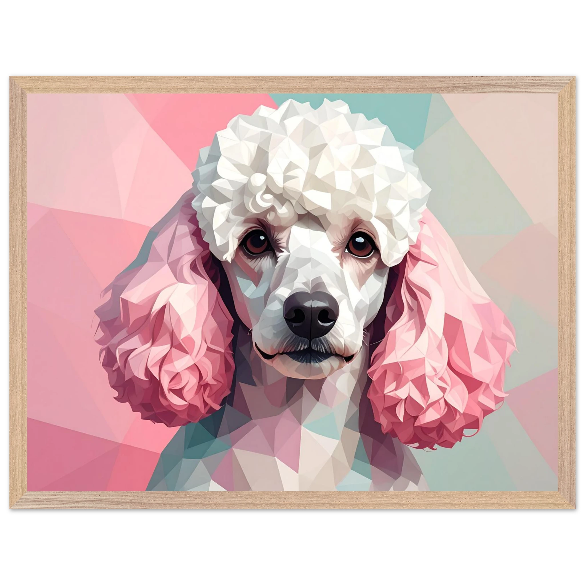 Abstrakter Pudel: Premium-Poster mit Holzrahmen in deinem Wunschformat und Rahmenfarbe-petllective