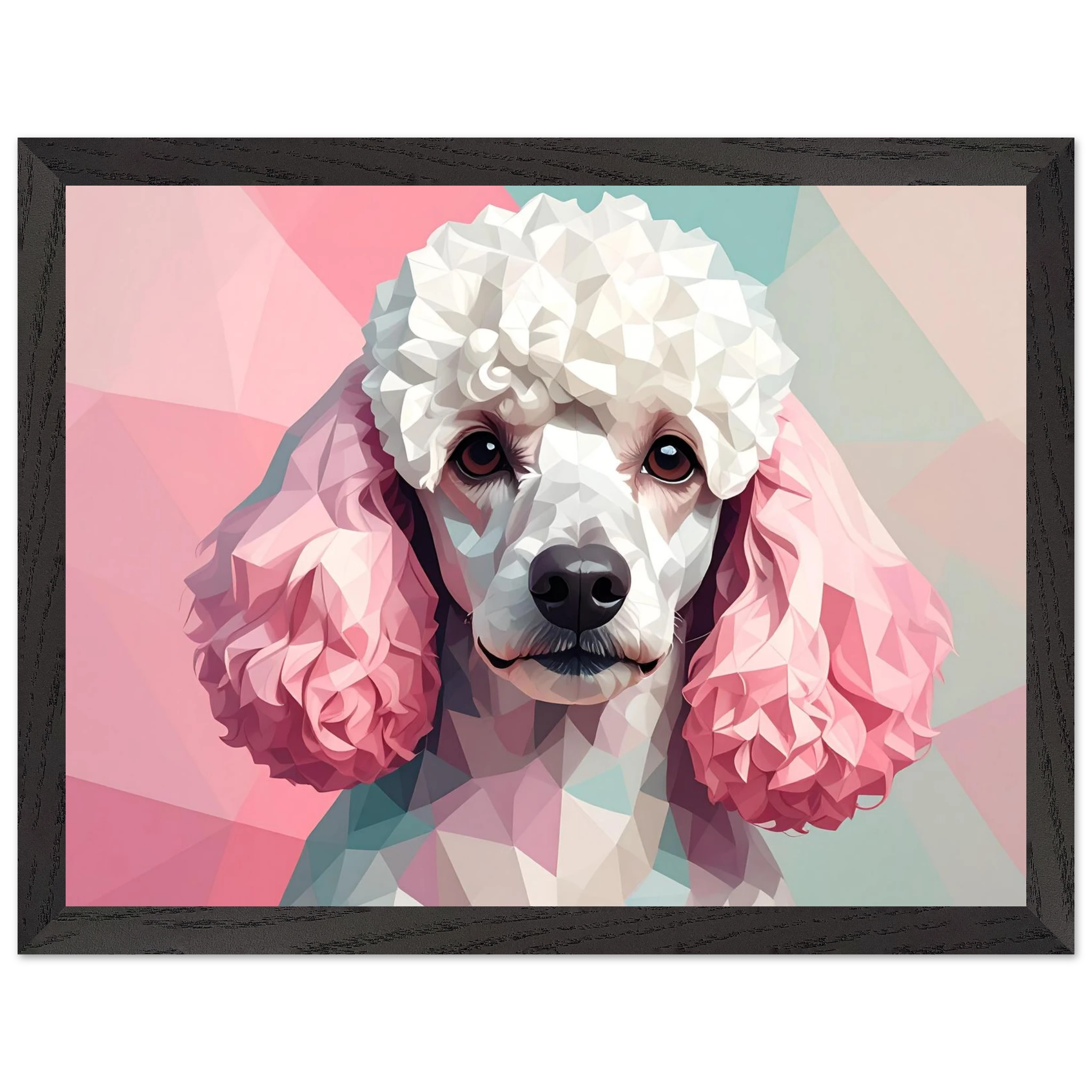 Abstrakter Pudel: Premium-Poster mit Holzrahmen in deinem Wunschformat und Rahmenfarbe-petllective