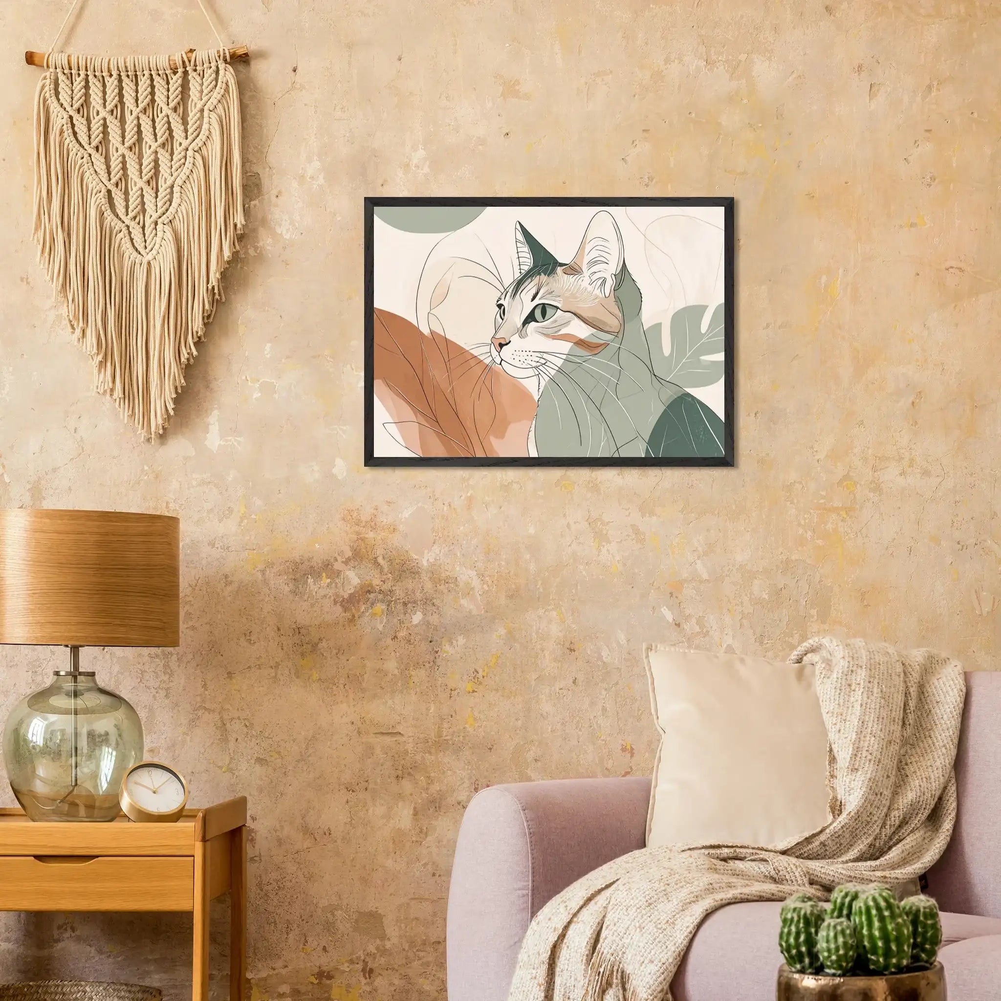 Katzen Kunstdruck Wandbild – Premium Poster mit Holzrahmen-petllective