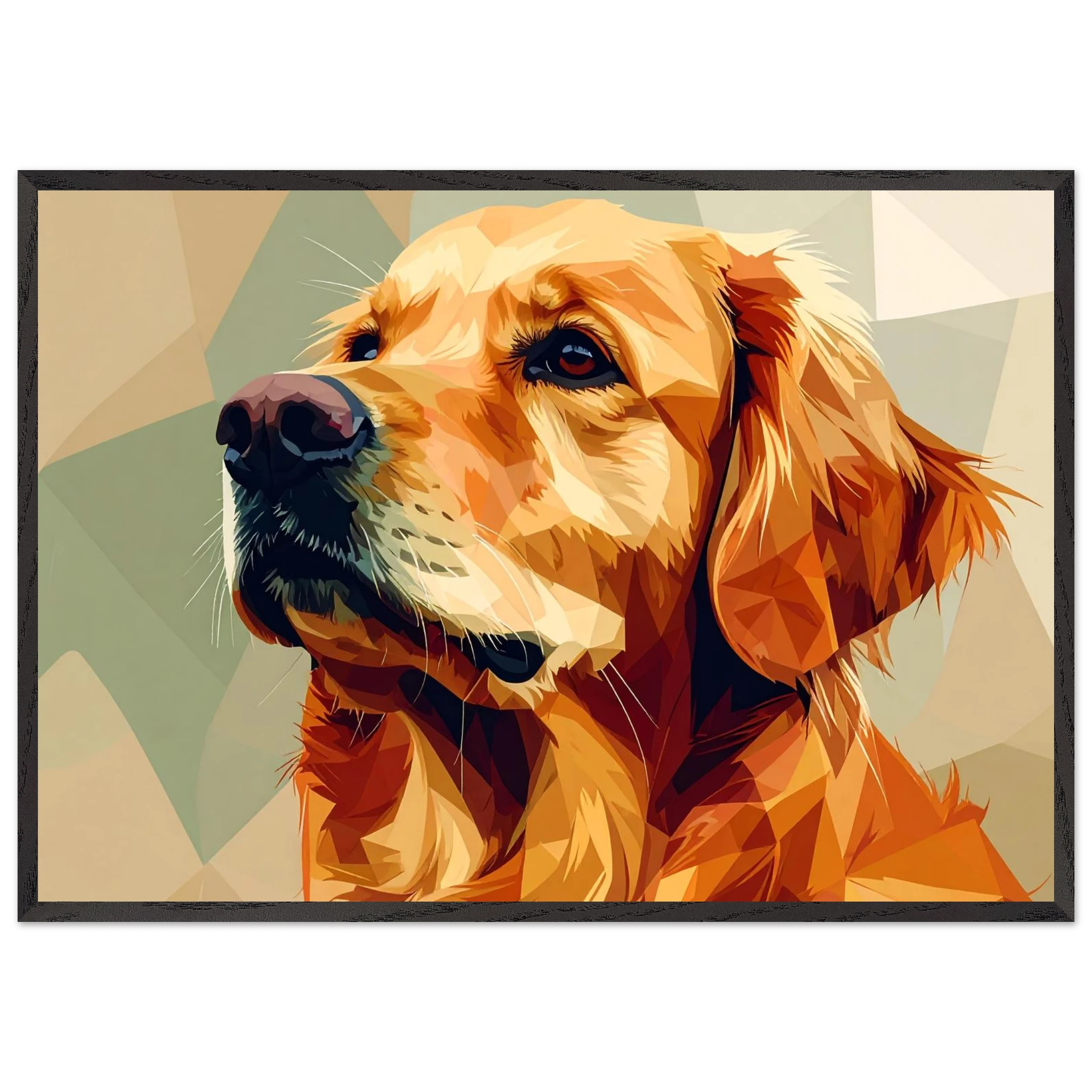 Golden Retriever Pop Art Premium-Poster mit Holzrahmen – Lebendige Wandkunst in deiner Wunschgröße und Rahmenfarbe-petllective