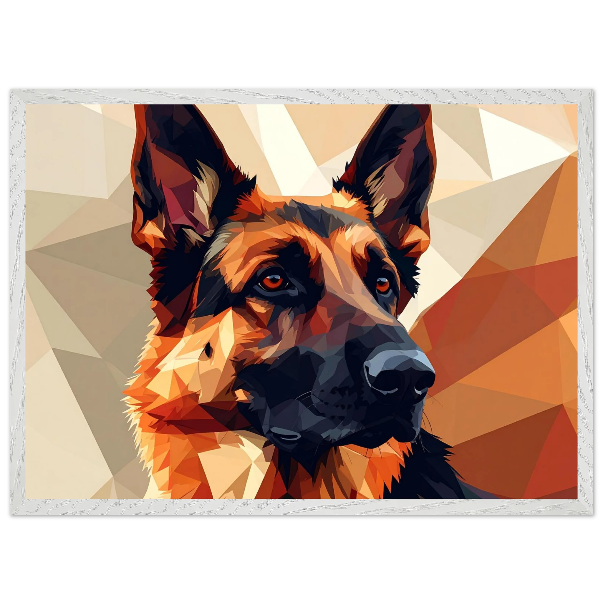 Abstrakter Schäferhund: Premium-Poster aus halbmattem Papier mit Holzrahmen – in verschiedenen Größen und Rahmenfarben-petllective