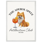 Wandbild Hund Illustration „Aperol Spitz“ – Premium Poster im Holzrahmen-petllective