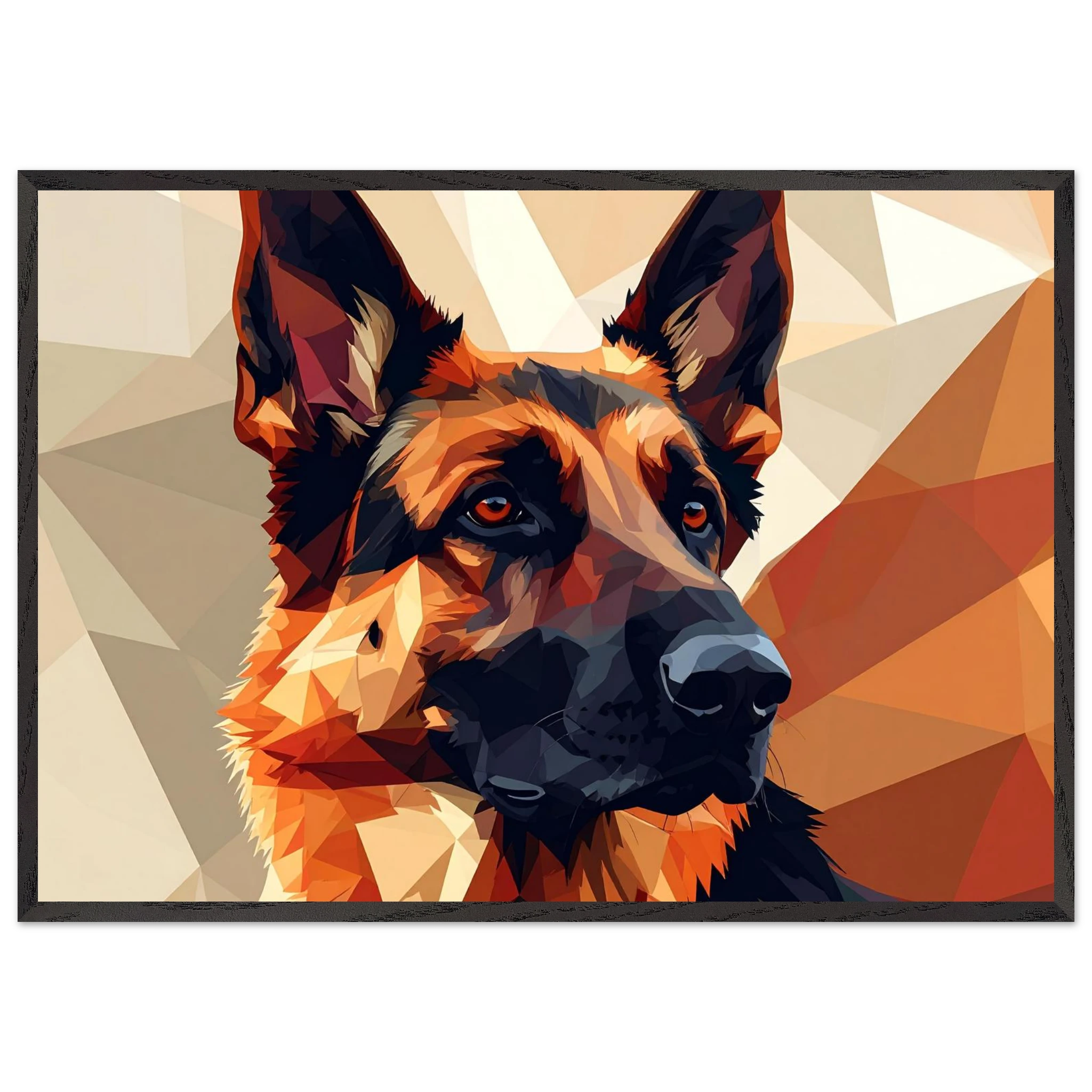 Abstrakter Schäferhund: Premium-Poster aus halbmattem Papier mit Holzrahmen – in verschiedenen Größen und Rahmenfarben-petllective