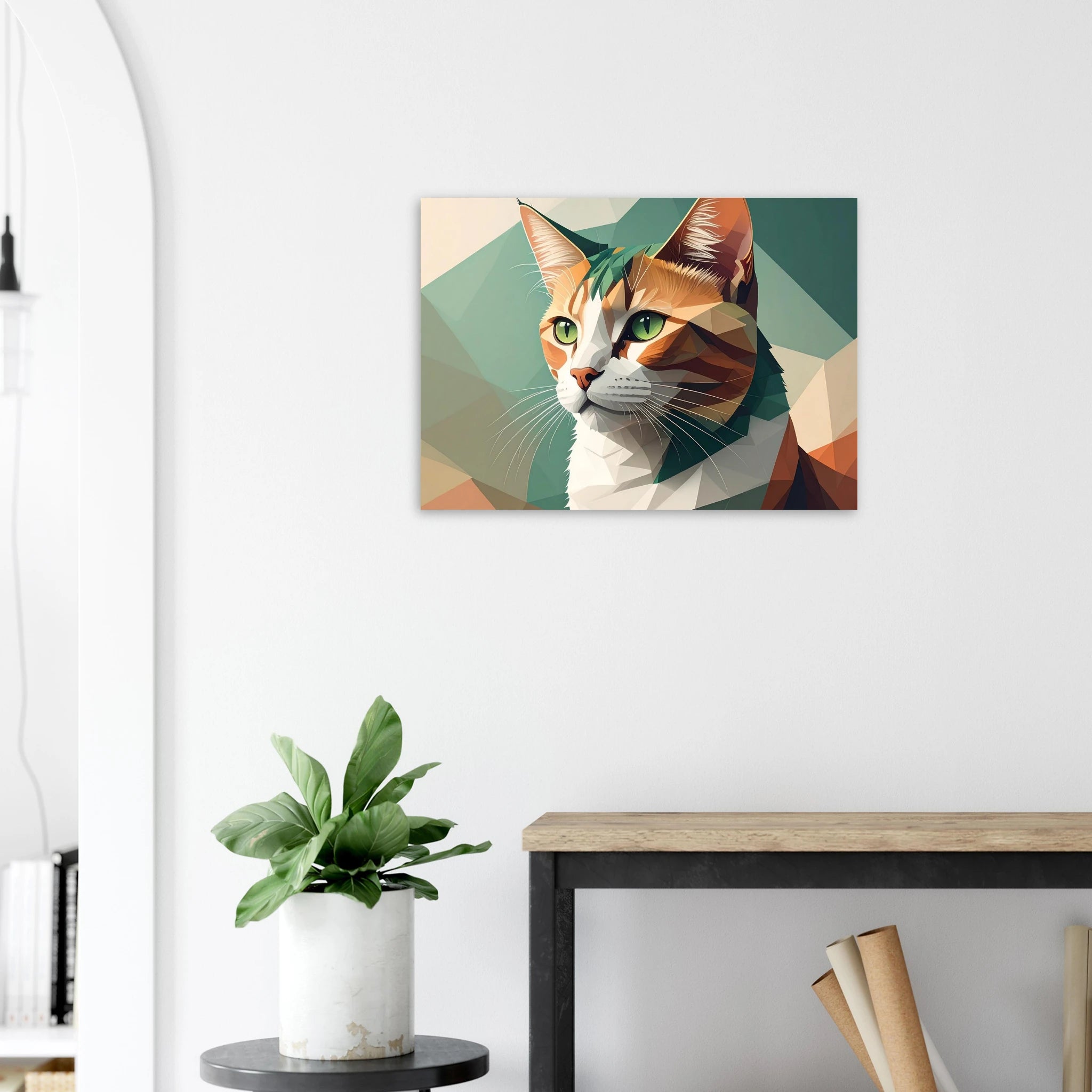 Geometrische Katze Kunstdruck Wandbild – Abstraktes Low-Poly Poster-petllective