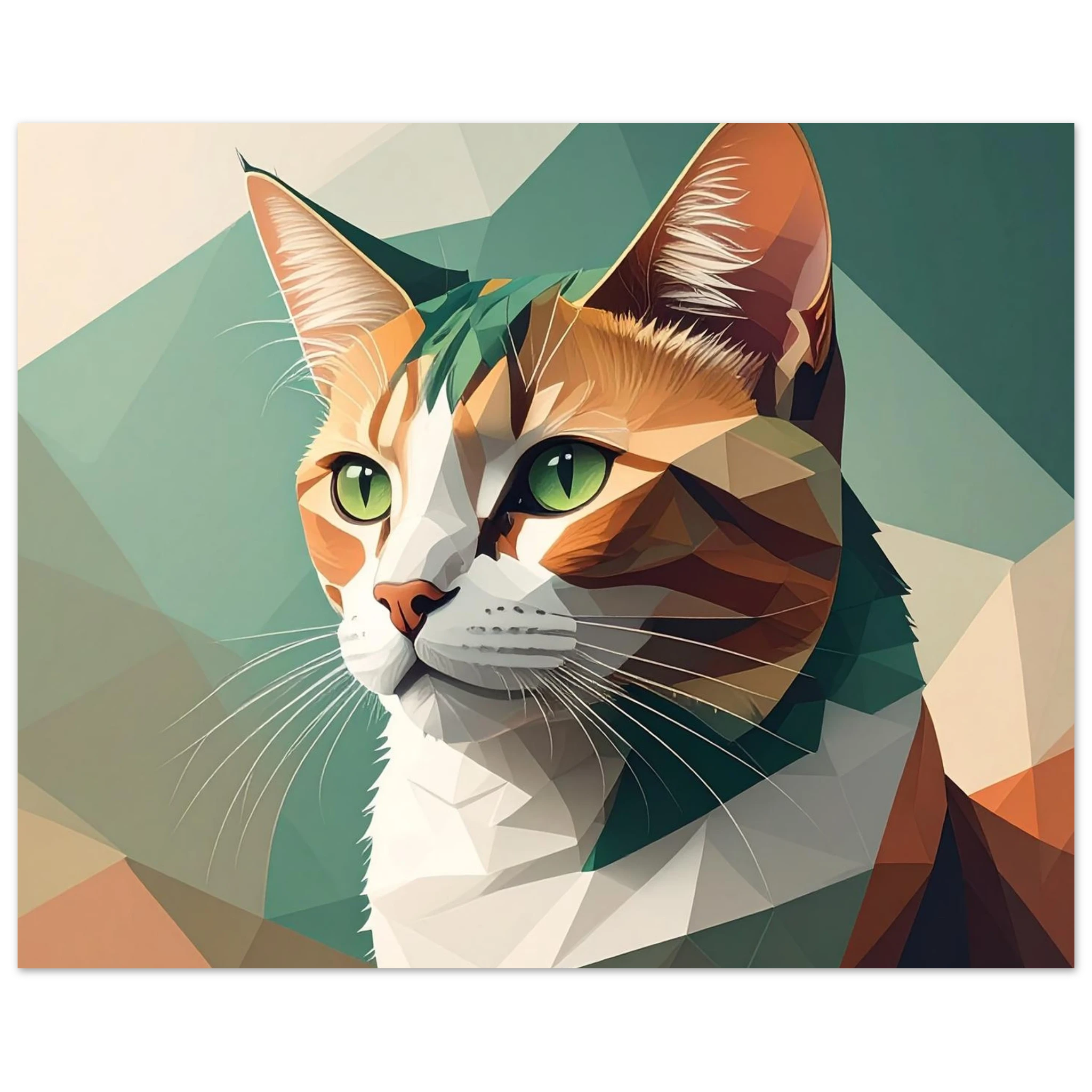 Geometrische Katze Kunstdruck Wandbild – Abstraktes Low-Poly Poster-petllective