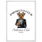Wandbild Hund „Pawsecco Club“ – Premium Poster mit Holzrahmen-petllective