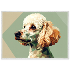 Abstrakter Pudel: Premium-Poster aus halbmattem Premium-Papier mit Holzrahmen – Modernes Haustier-Design-petllective