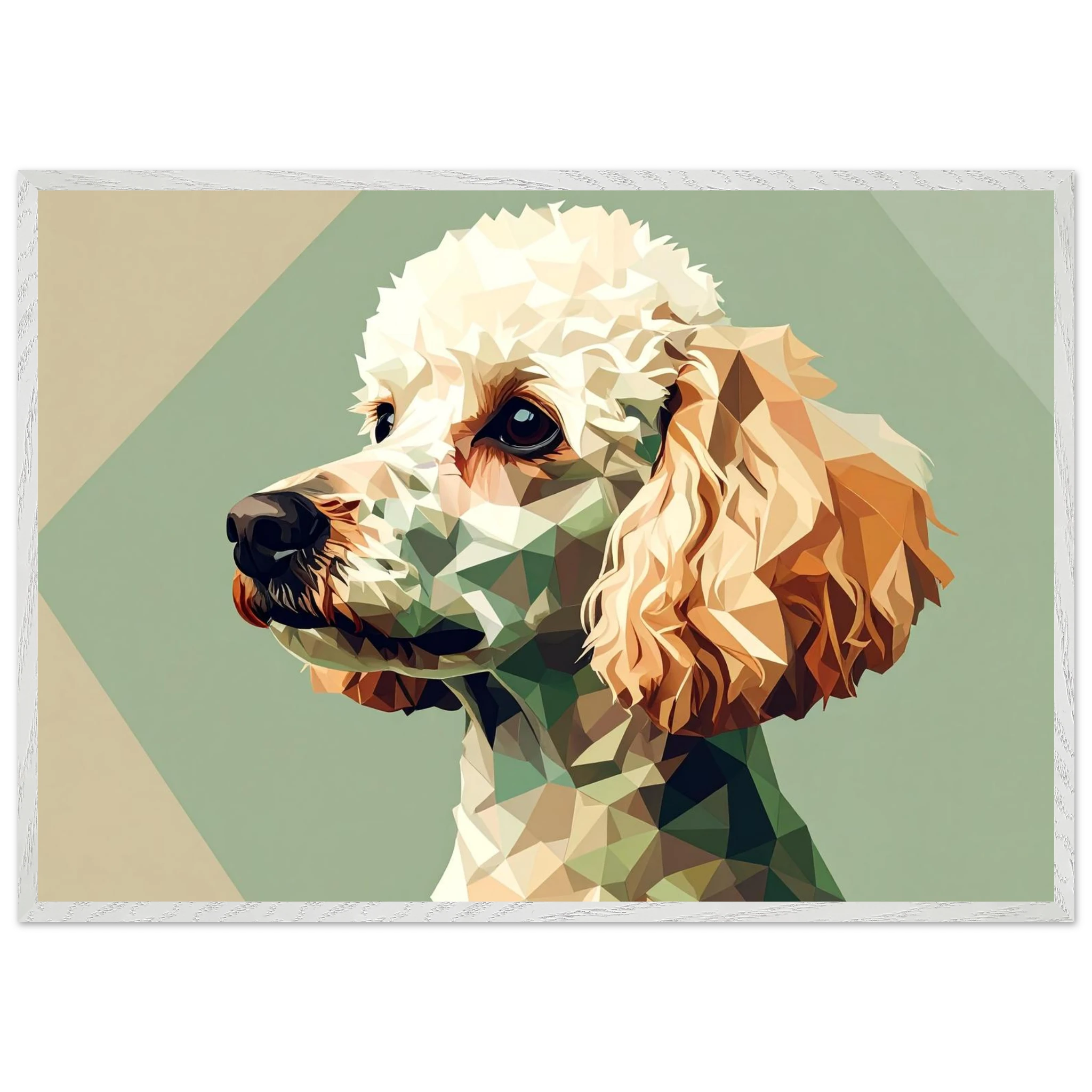 Abstrakter Pudel: Premium-Poster aus halbmattem Premium-Papier mit Holzrahmen – Modernes Haustier-Design-petllective