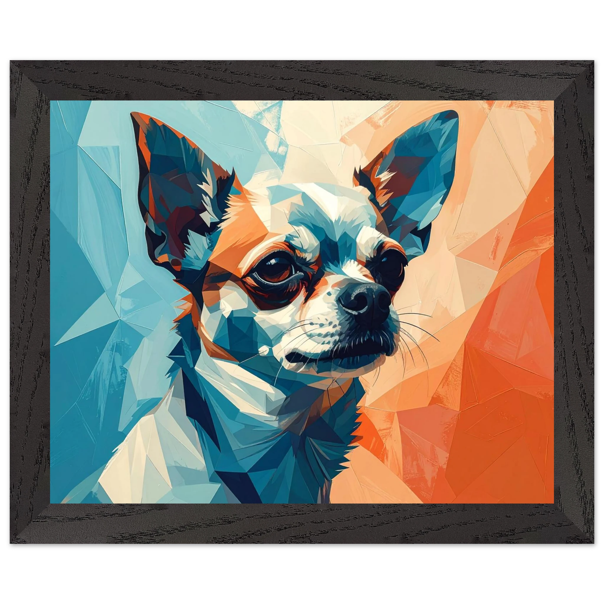 Chihuahua Geometrische Pop-Art: Premium-Poster aus halbmattem Premium-Papier mit Holzrahmen-petllective