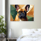Französische Bulldogge im Polygondesign – Gerahmtes Premium-Poster für moderne Kunstliebhaber-petllective