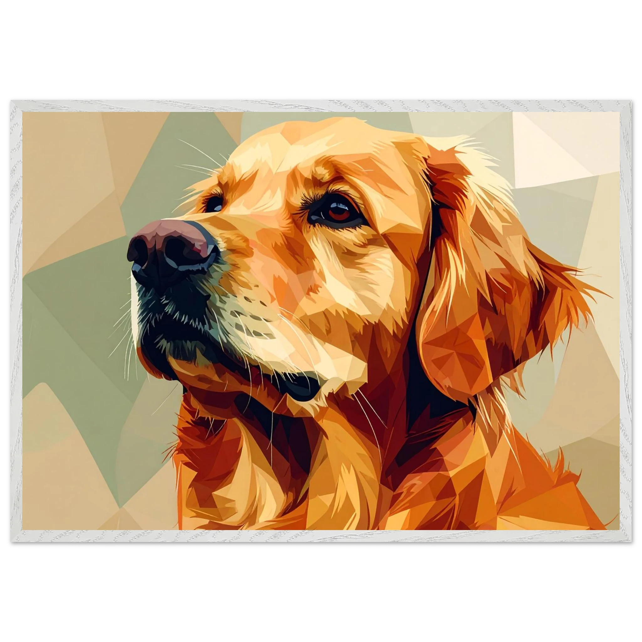 Golden Retriever Pop Art Premium-Poster mit Holzrahmen – Lebendige Wandkunst in deiner Wunschgröße und Rahmenfarbe-petllective