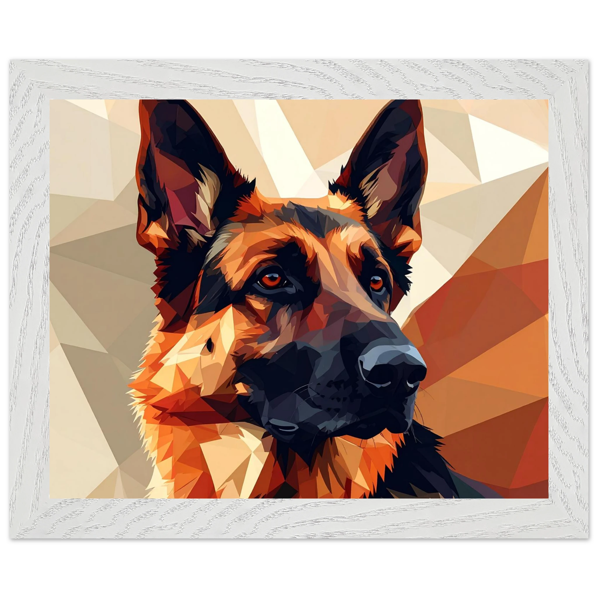 Abstrakter Schäferhund: Premium-Poster aus halbmattem Papier mit Holzrahmen – in verschiedenen Größen und Rahmenfarben-petllective