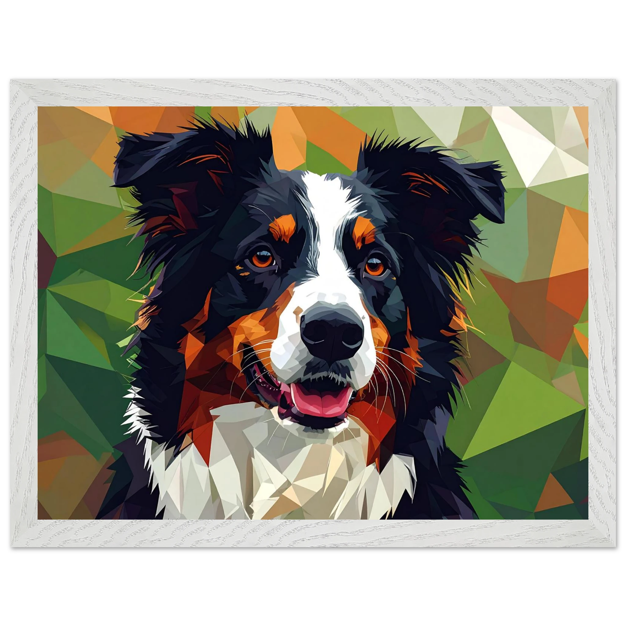 Abstrakter Border Collie Premium-Poster – Lebendige Tierkunst für Ihr Zuhause mit Rahmen nach Wahl-petllective