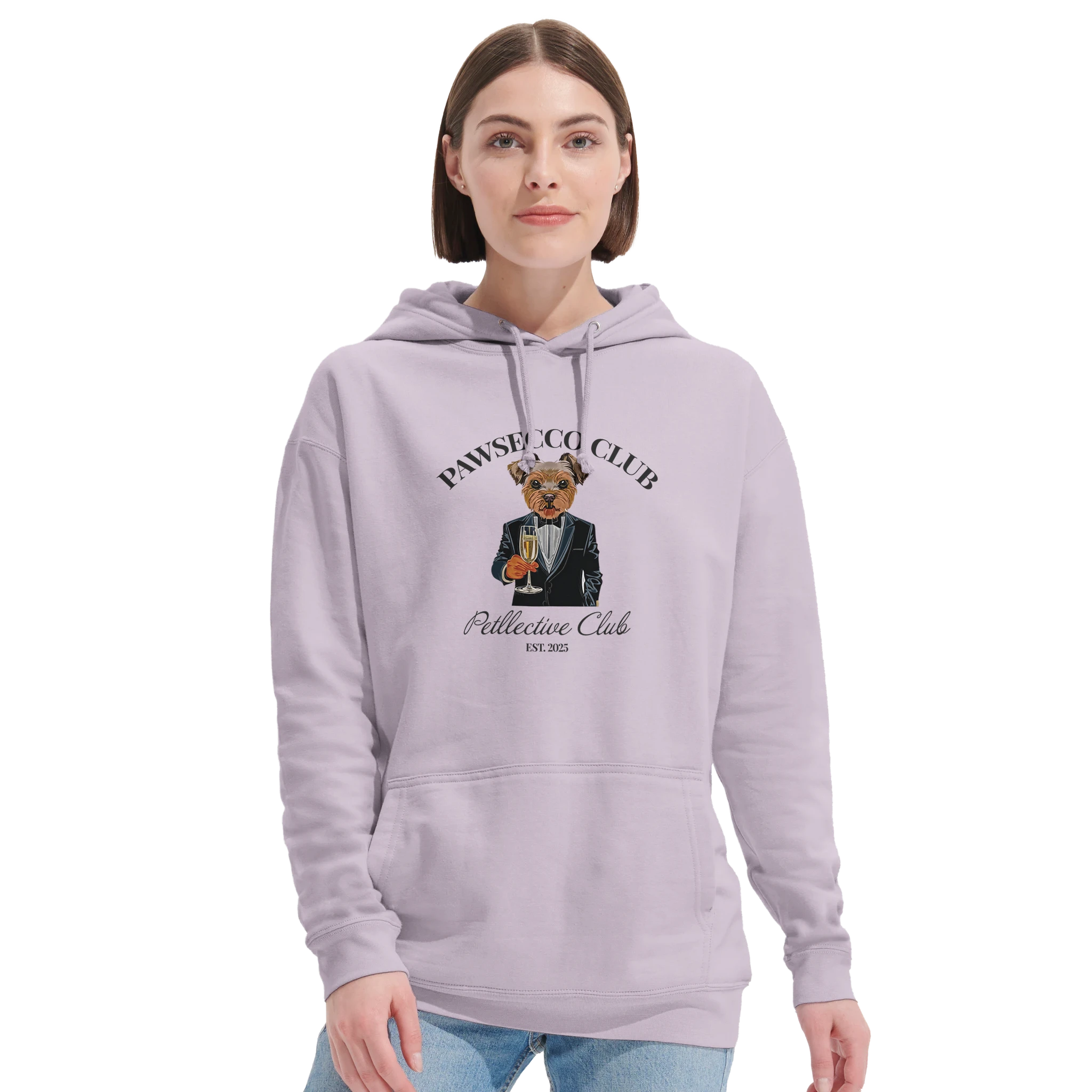 Hoodie „Pawsecco Club“ – Unisex Kapuzenpullover aus Bio-Baumwolle-petllective