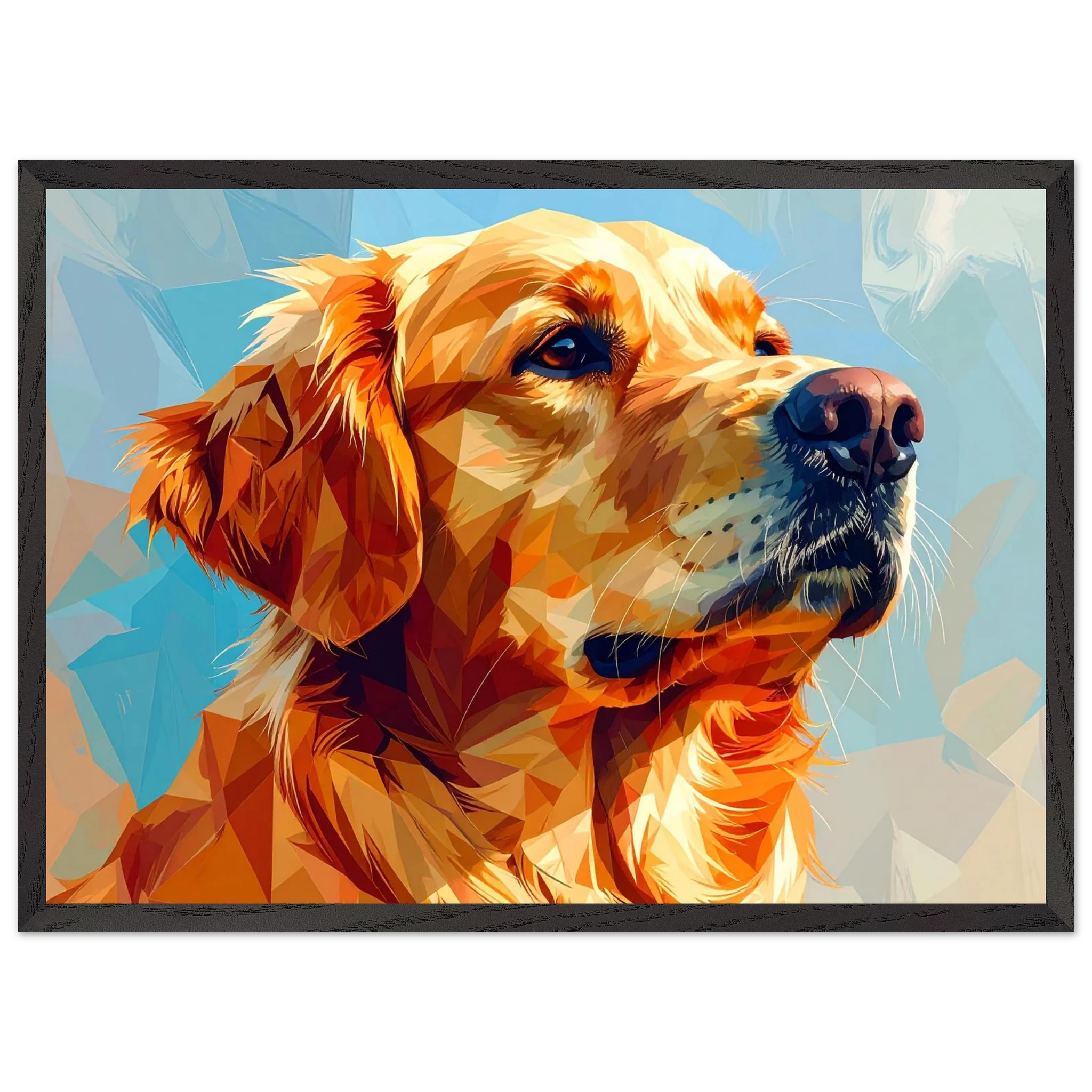 Golden Retriever im Mosaik-Stil: Premium-Poster mit Holzrahmen – für dein Zuhause in verschiedenen Größen & Rahmenfarben-petllective