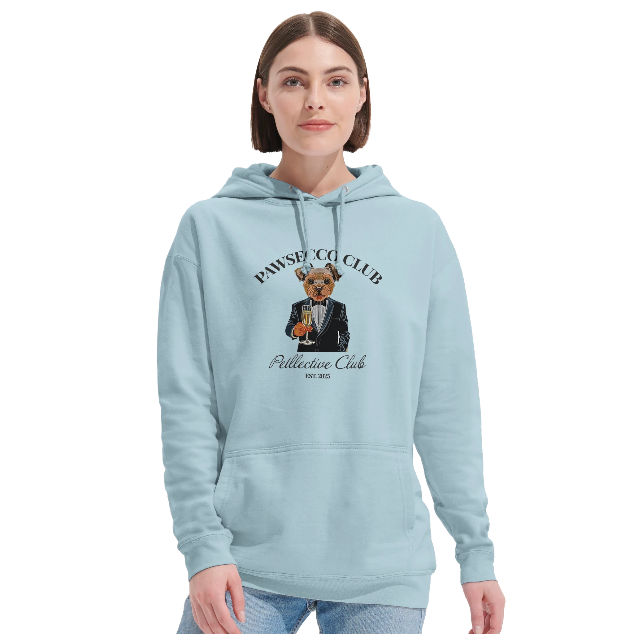Hoodie „Pawsecco Club“ – Unisex Kapuzenpullover aus Bio-Baumwolle-petllective