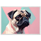 Niedlicher Mops im Pop-Art-Stil: Gerahmtes Premium-Poster mit lebendigen Farben und verschiedenen Rahmungen-petllective