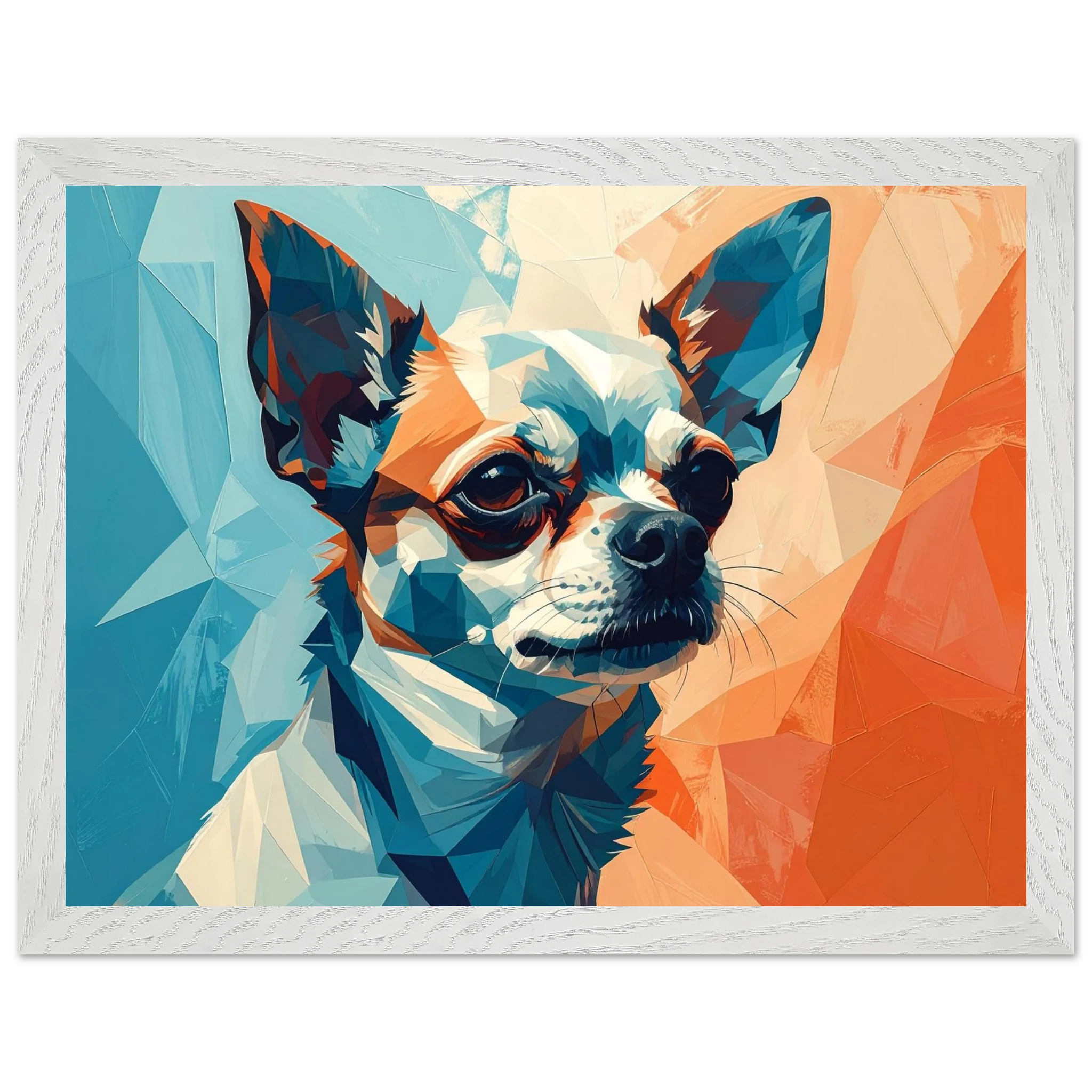 Chihuahua Geometrische Pop-Art: Premium-Poster aus halbmattem Premium-Papier mit Holzrahmen-petllective
