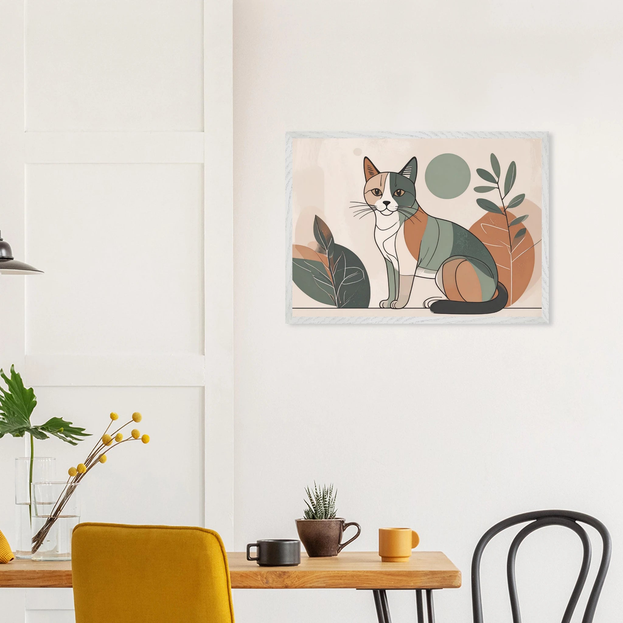 Katzen Wandbild im Scandi-Style – Premium Poster mit Holzrahmen-petllective
