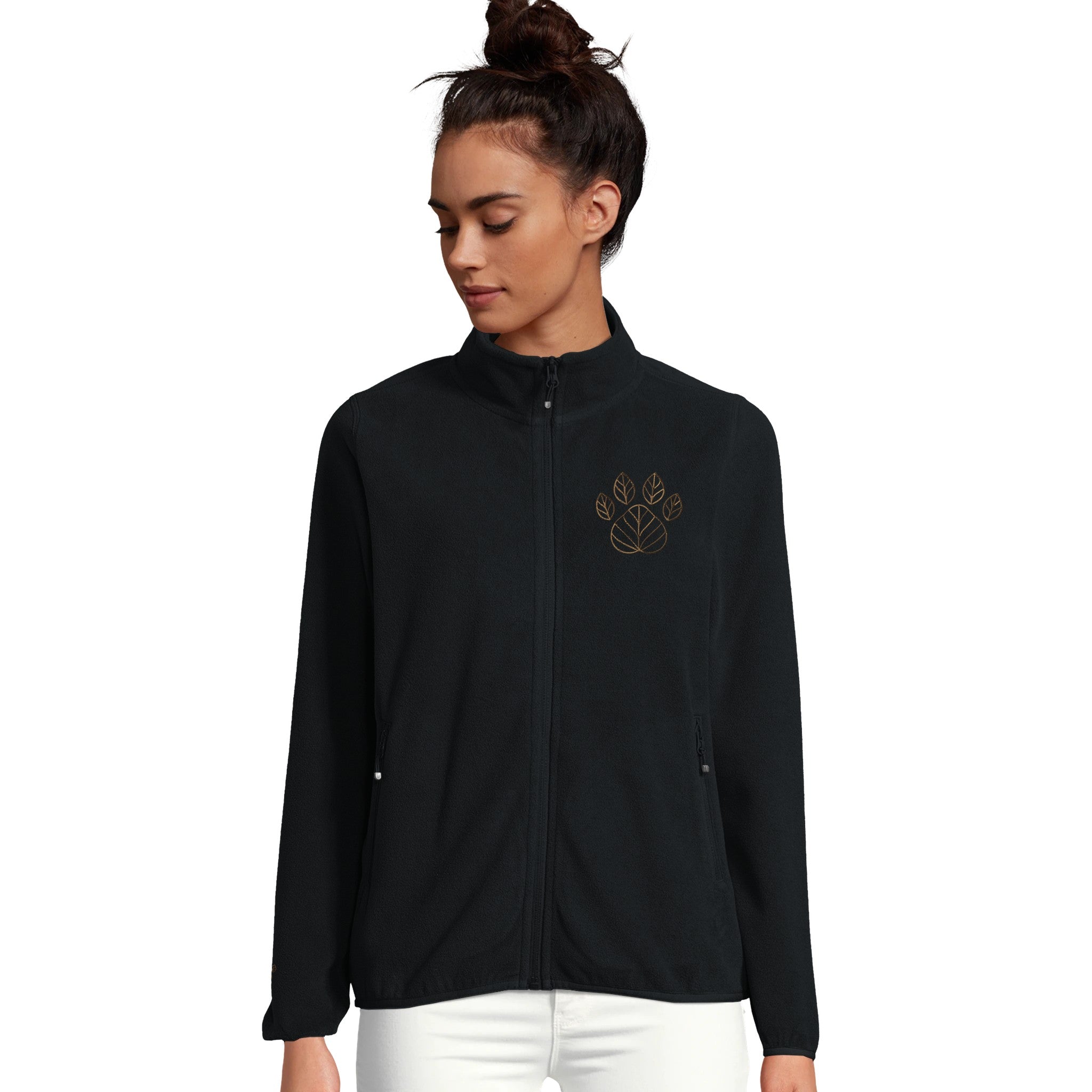 Damen Fleecejacke mit gesticktem Pfoten-Logo-petllective