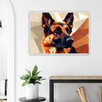 Abstrakter Schäferhund: Premium-Poster aus halbmattem Papier mit Holzrahmen – in verschiedenen Größen und Rahmenfarben-petllective
