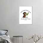 Wandbild Dackel Illustration „The Pawtini Club“ – Premium Poster mit Holzrahmen-petllective