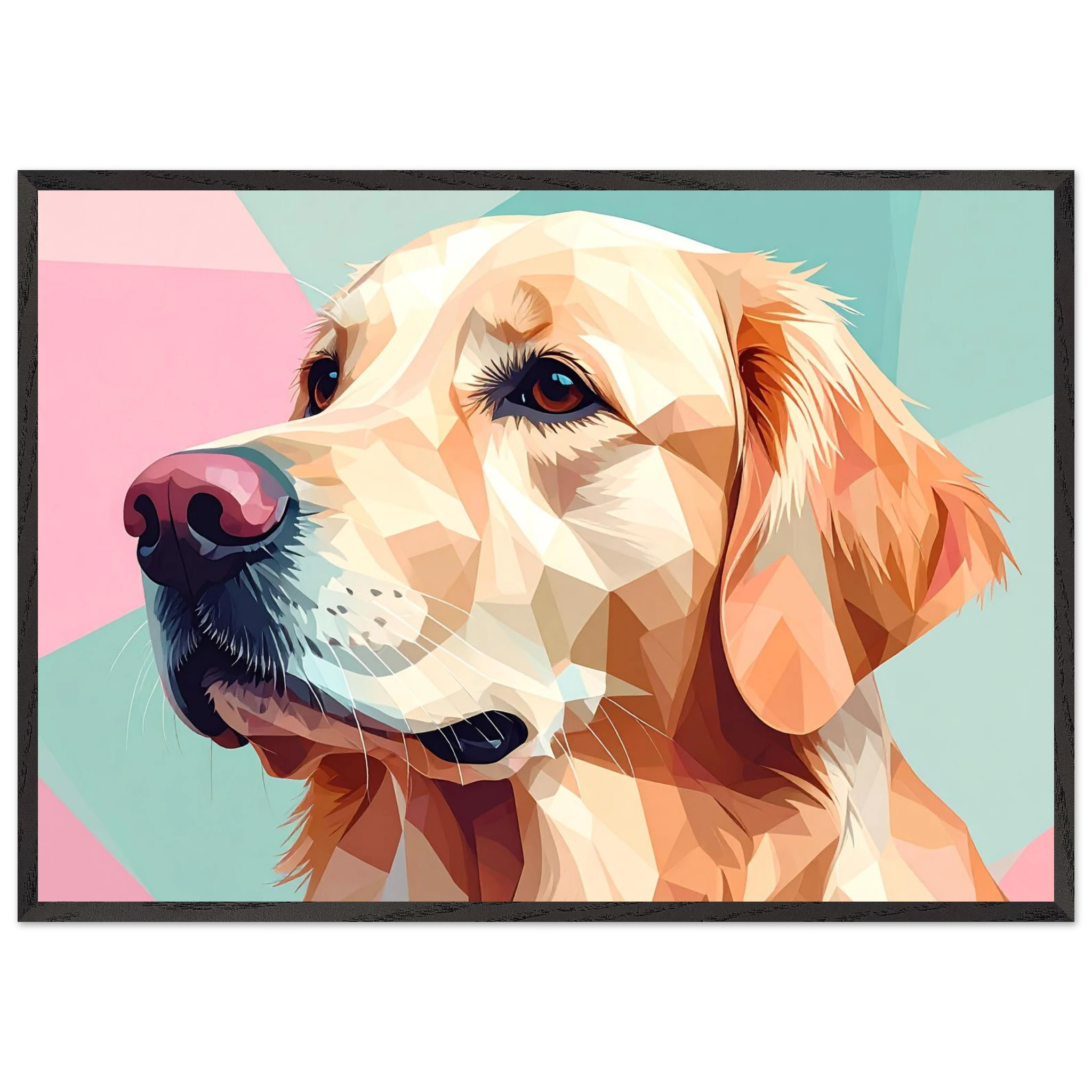 Abstrakter Golden Retriever: Premium-Poster mit Holzrahmen in deinem Wunschformat-petllective