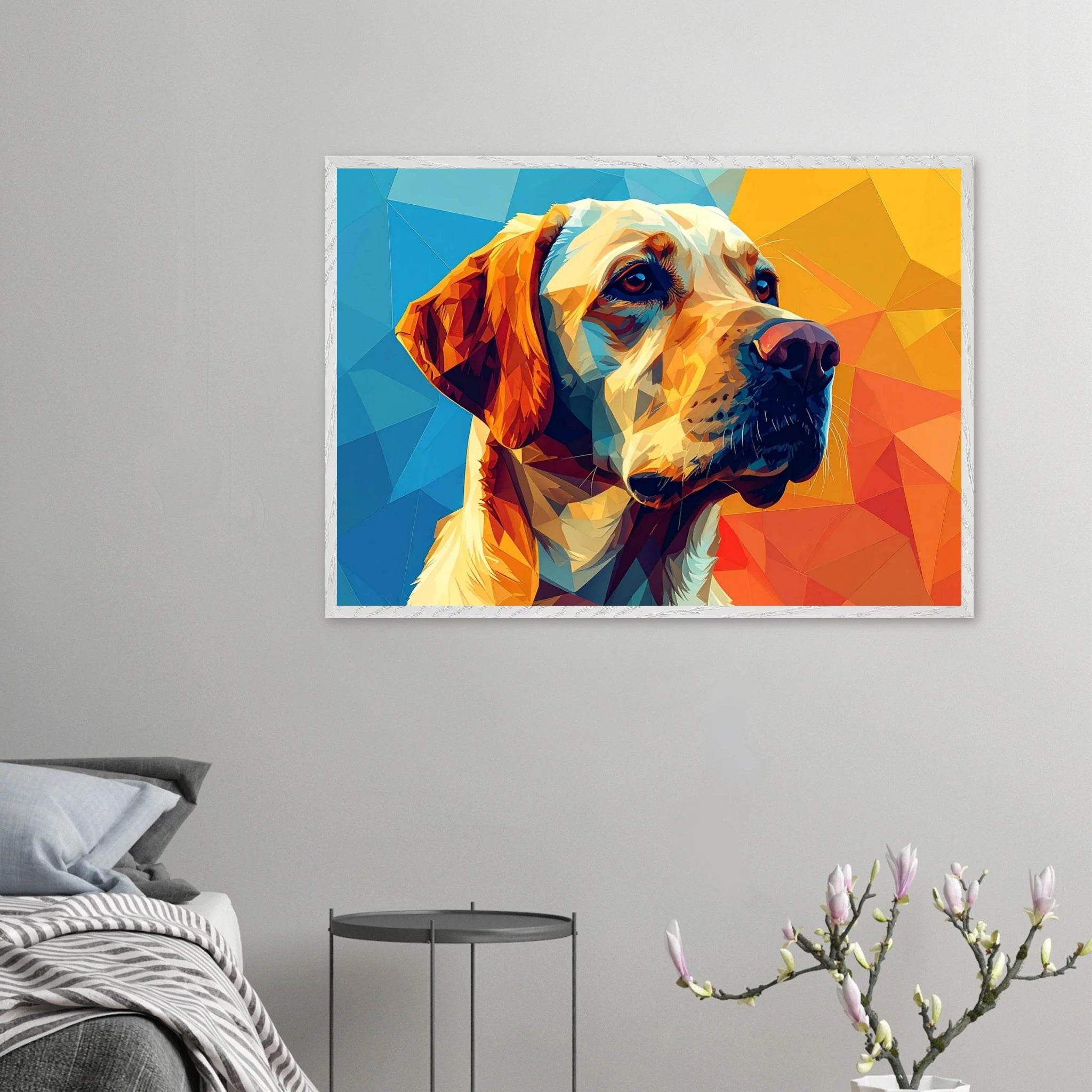 Labrador-Retriever-Portrait: Premium-Poster aus halbmattem Premium-Papier mit Holzrahmen-petllective