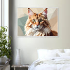 Abstrakte Maine Coon Katze: Premium-Poster aus halbmattem Premium-Papier mit Holzrahmen-petllective