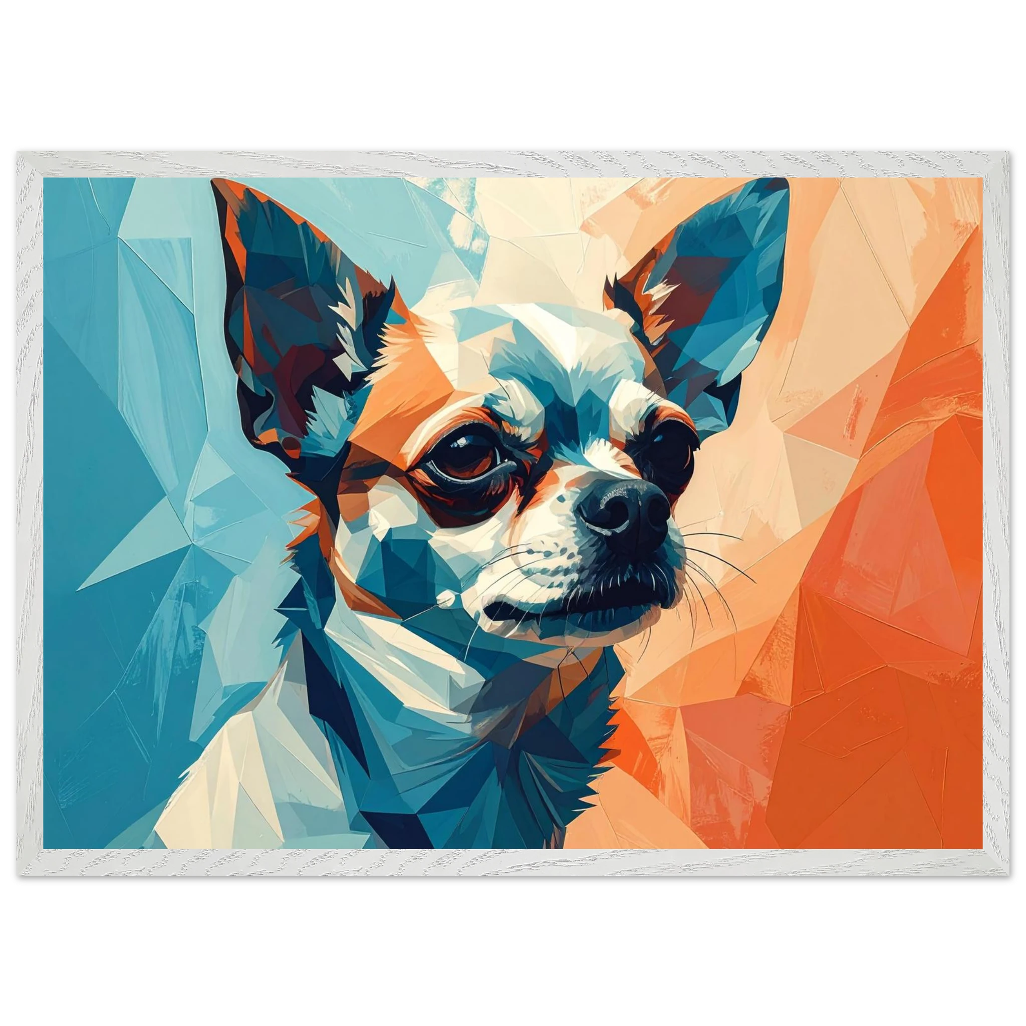 Chihuahua Geometrische Pop-Art: Premium-Poster aus halbmattem Premium-Papier mit Holzrahmen-petllective
