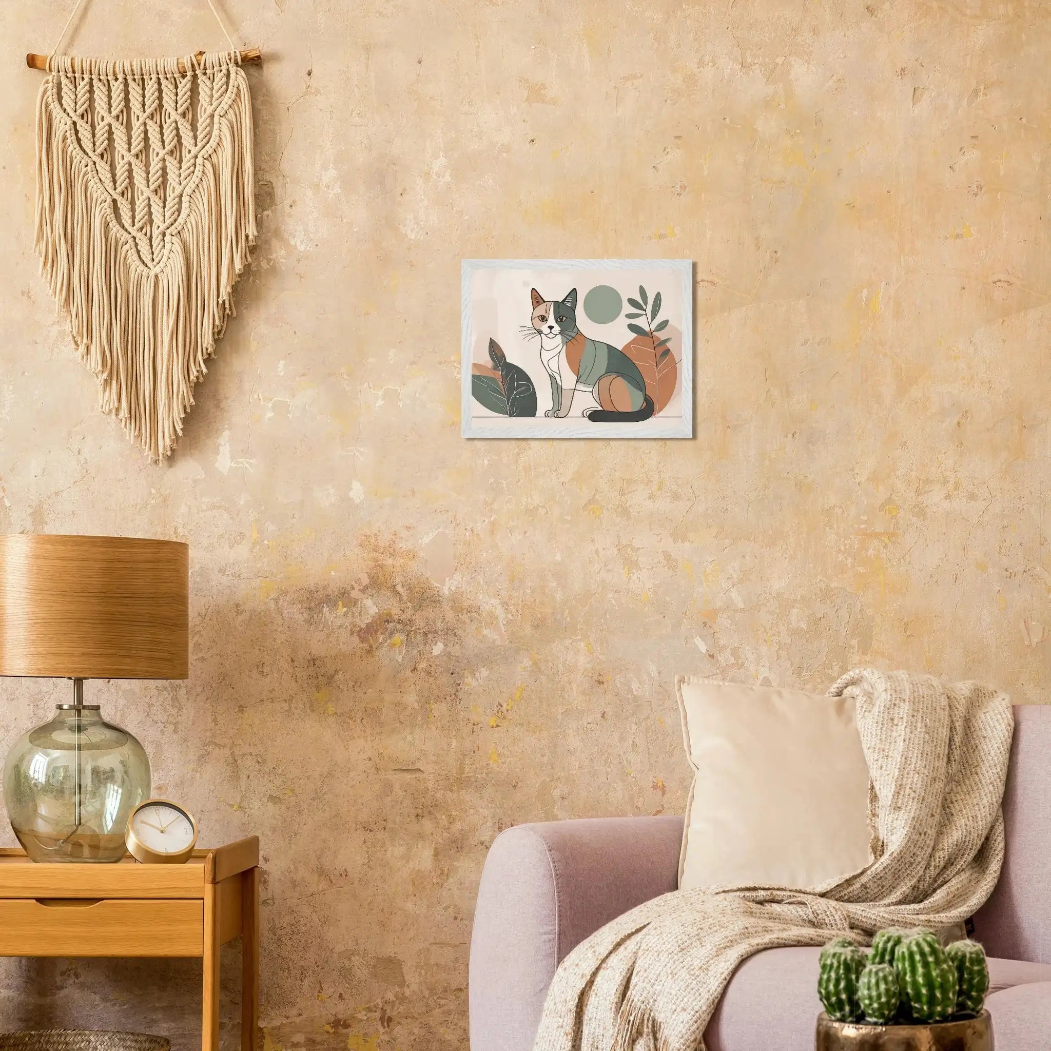 Katzen Wandbild im Scandi-Style – Premium Poster mit Holzrahmen-petllective