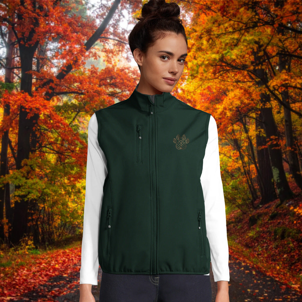 Damen Softshell Weste mit gestickter Herbstpfote-petllective