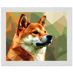 Shiba Inu Polygon Art Premium-Poster – Hundeliebe in leuchtenden Farben mit Holzrahmen-petllective