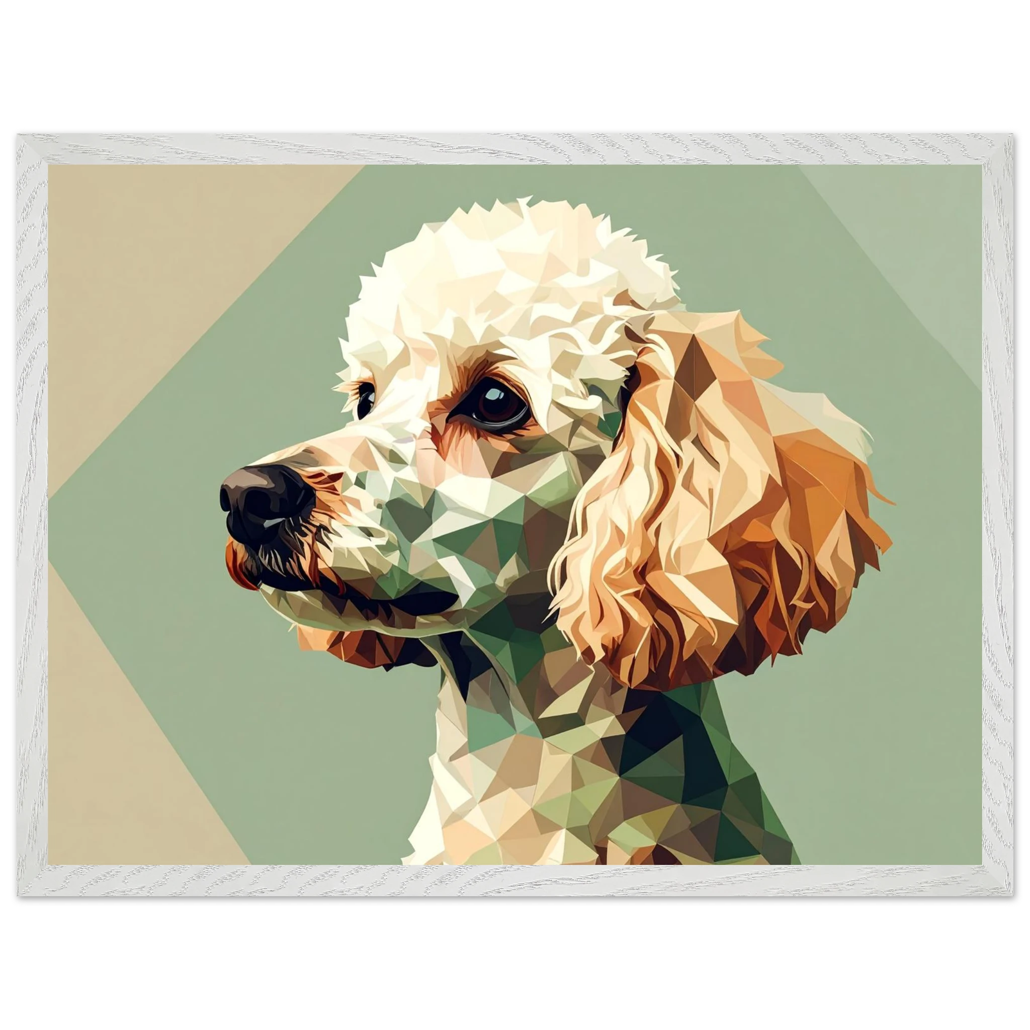 Abstrakter Pudel: Premium-Poster aus halbmattem Premium-Papier mit Holzrahmen – Modernes Haustier-Design-petllective