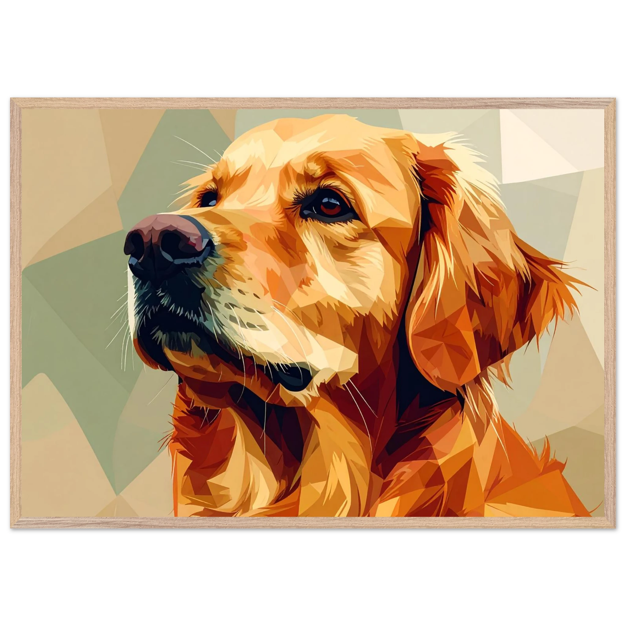 Golden Retriever Pop Art Premium-Poster mit Holzrahmen – Lebendige Wandkunst in deiner Wunschgröße und Rahmenfarbe-petllective