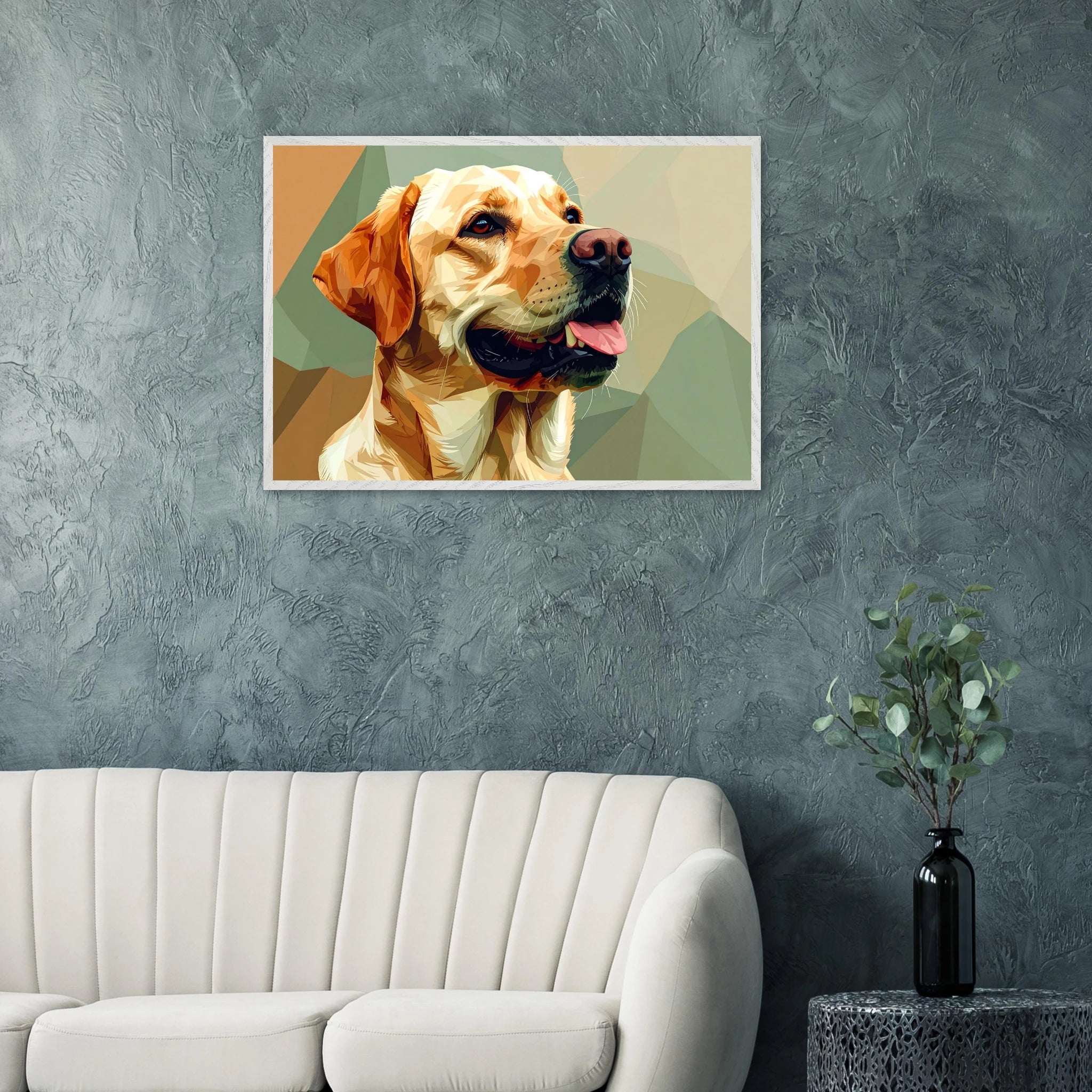 Abstrakter Labrador: Gerahmtes Premium-Poster in facettenreichen Farben – Dein perfekter Wandschmuck-petllective