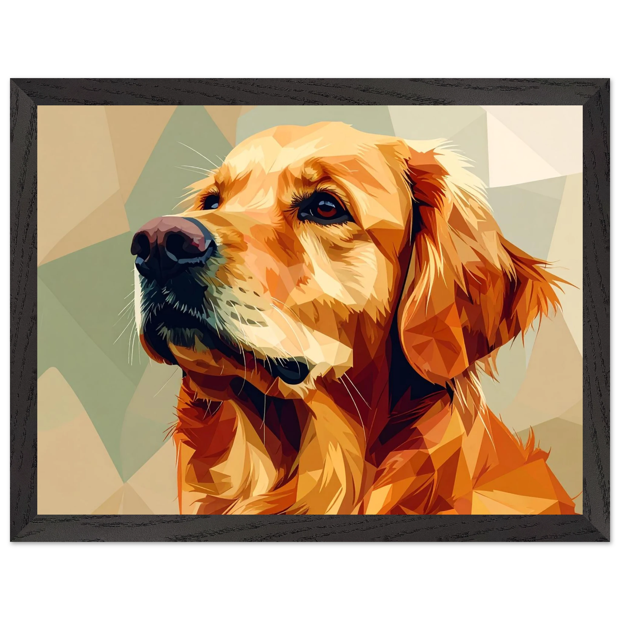 Golden Retriever Pop Art Premium-Poster mit Holzrahmen – Lebendige Wandkunst in deiner Wunschgröße und Rahmenfarbe-petllective