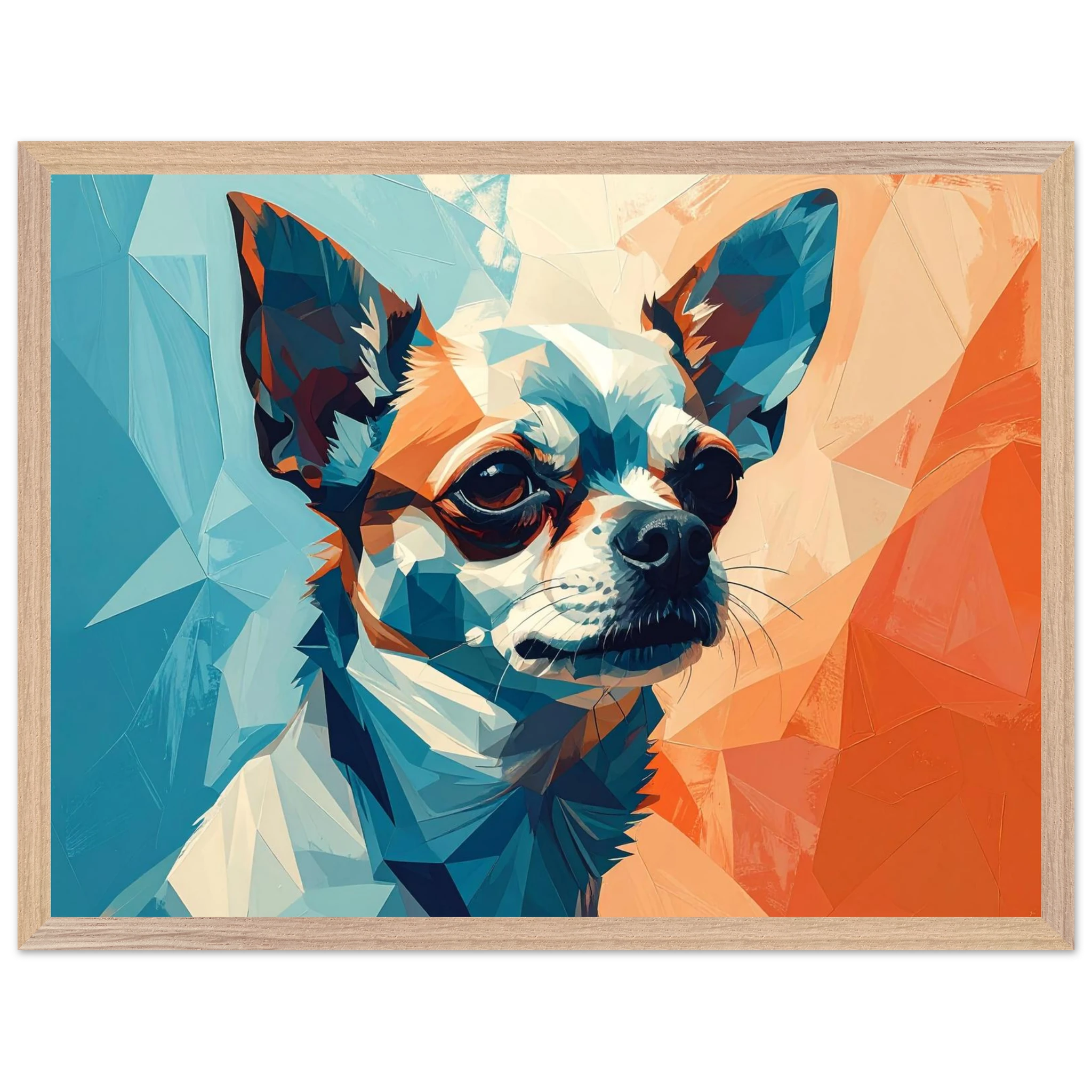 Chihuahua Geometrische Pop-Art: Premium-Poster aus halbmattem Premium-Papier mit Holzrahmen-petllective