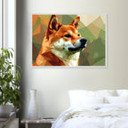 Shiba Inu Polygon Art Premium-Poster – Hundeliebe in leuchtenden Farben mit Holzrahmen-petllective