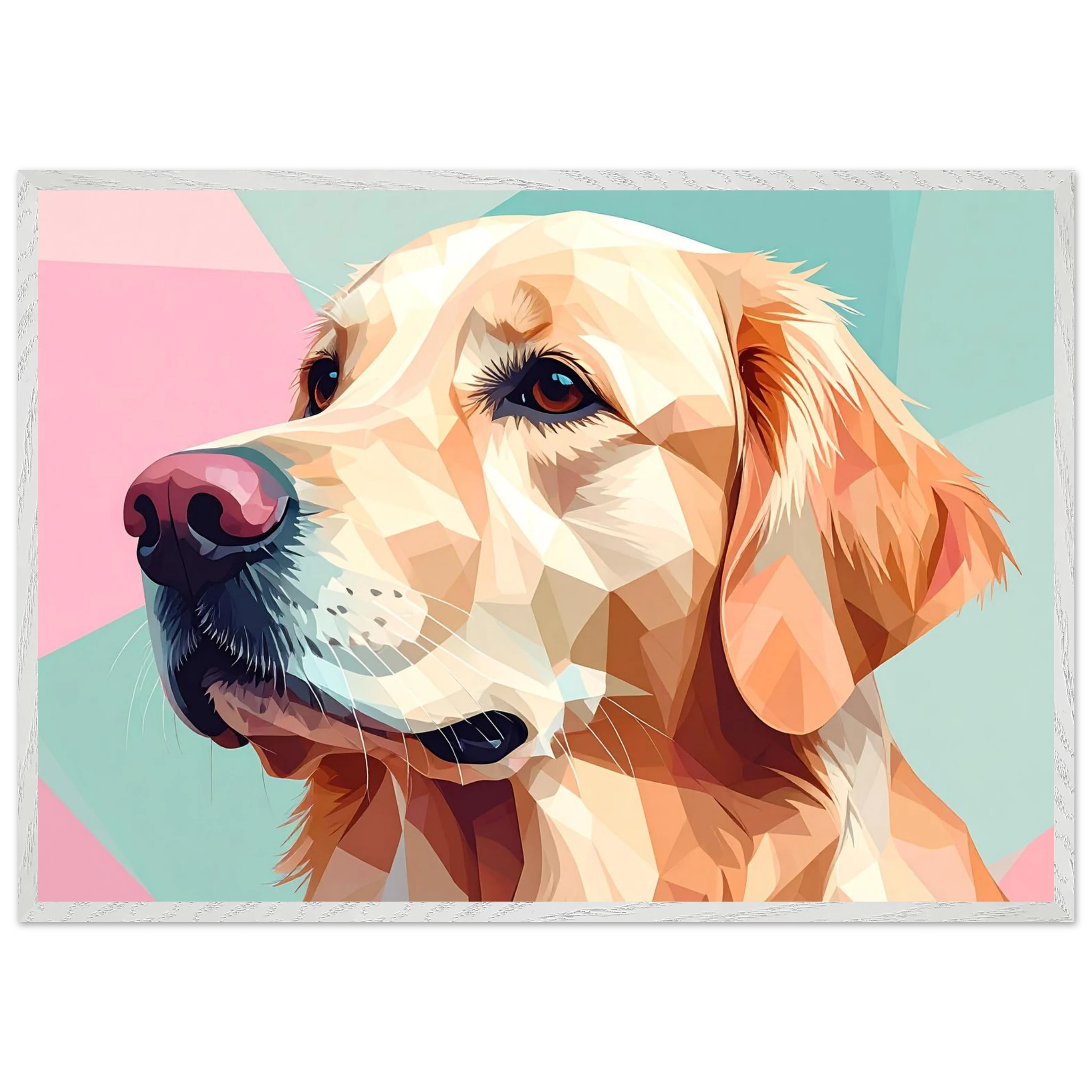Abstrakter Golden Retriever: Premium-Poster mit Holzrahmen in deinem Wunschformat-petllective