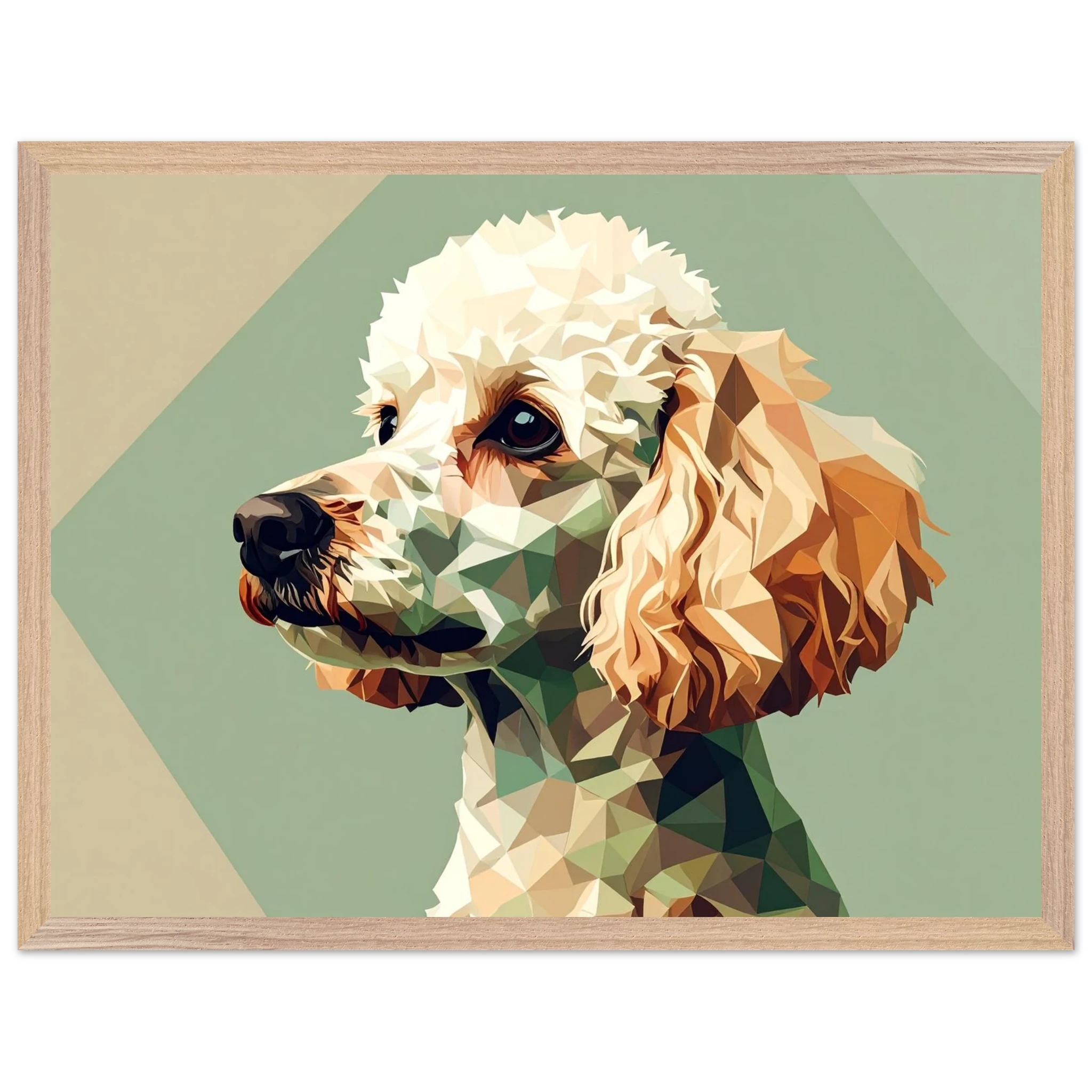 Abstrakter Pudel: Premium-Poster aus halbmattem Premium-Papier mit Holzrahmen – Modernes Haustier-Design-petllective