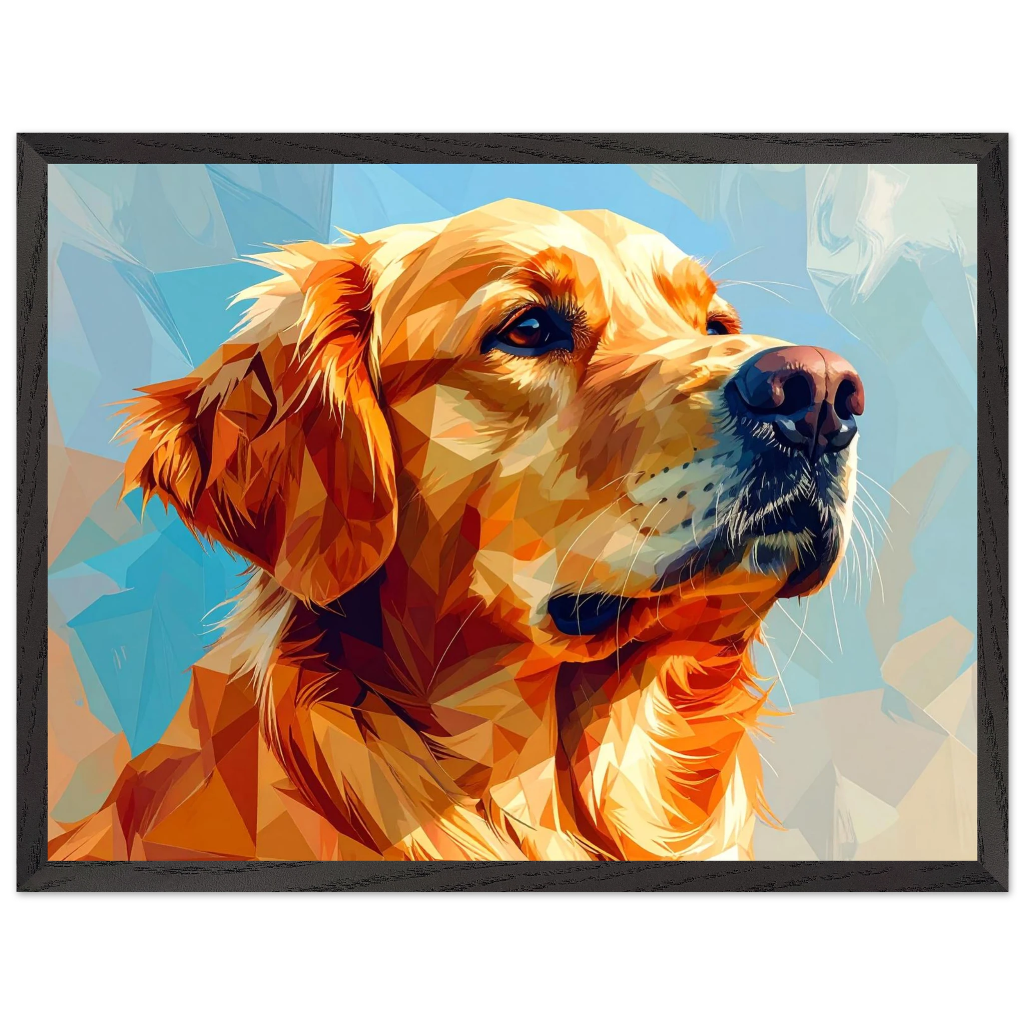 Golden Retriever im Mosaik-Stil: Premium-Poster mit Holzrahmen – für dein Zuhause in verschiedenen Größen & Rahmenfarben-petllective