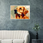 Golden Retriever Pop Art Premium-Poster mit Holzrahmen – Lebendige Wandkunst in deiner Wunschgröße und Rahmenfarbe-petllective