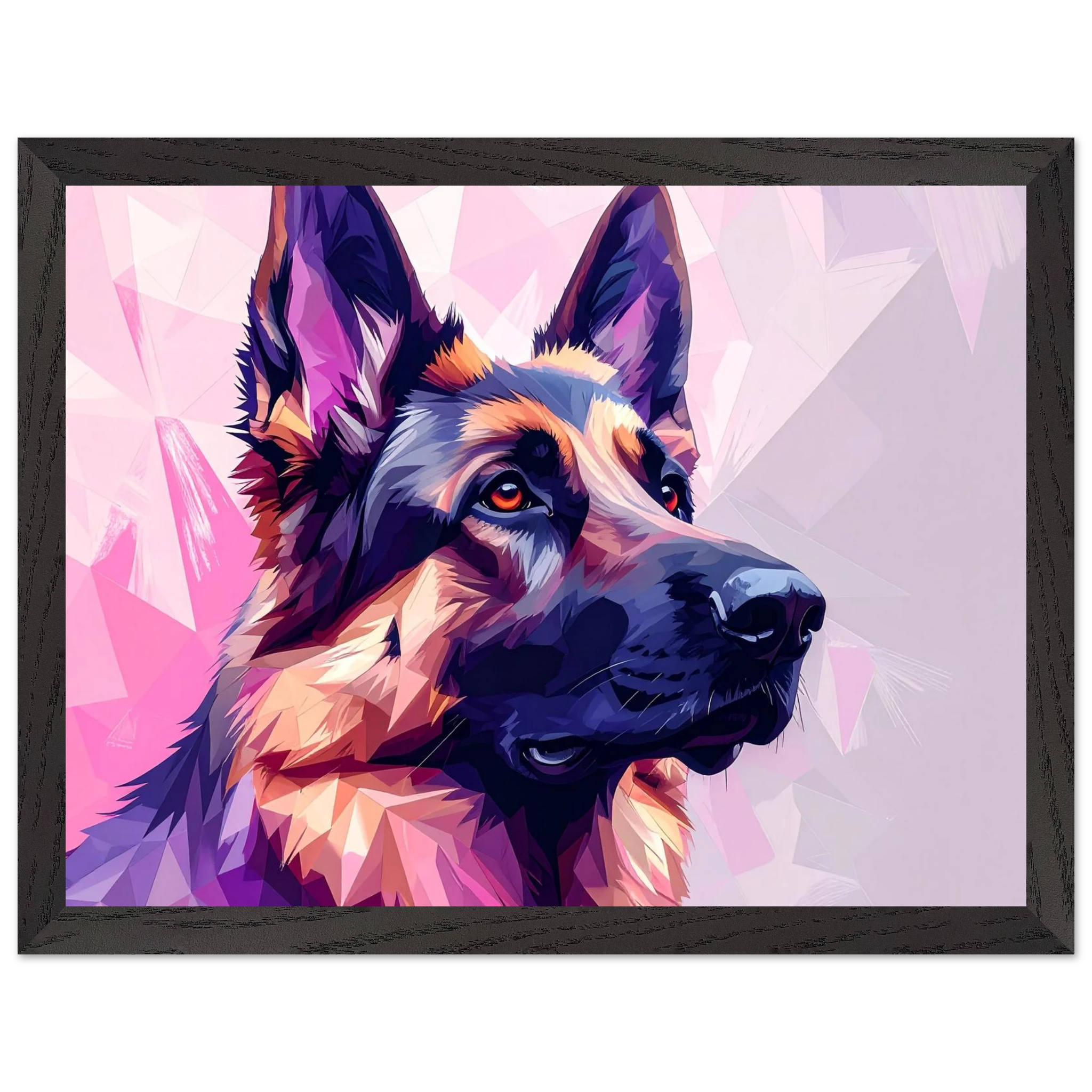 Abstrakter Schäferhund Kunstdruck – Premium Poster mit lebendigem Polygondesign-petllective