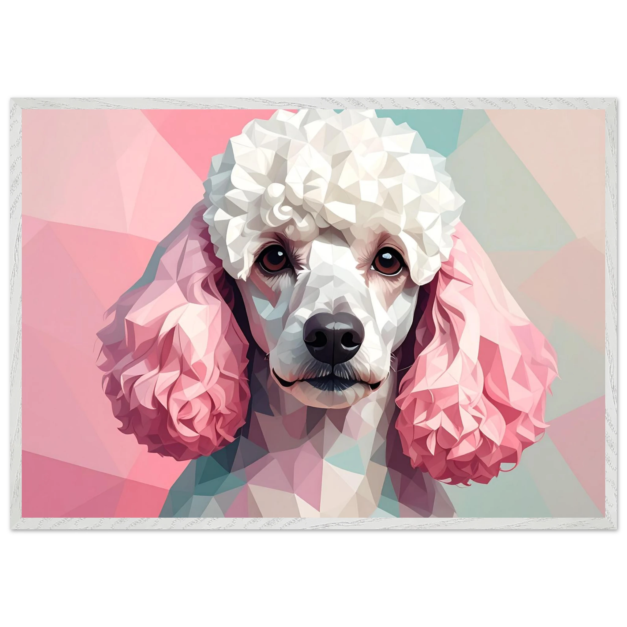 Abstrakter Pudel: Premium-Poster mit Holzrahmen in deinem Wunschformat und Rahmenfarbe-petllective