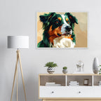Australian Shepherd im Pop-Art-Stil – Premium-Poster mit Holzrahmen-petllective